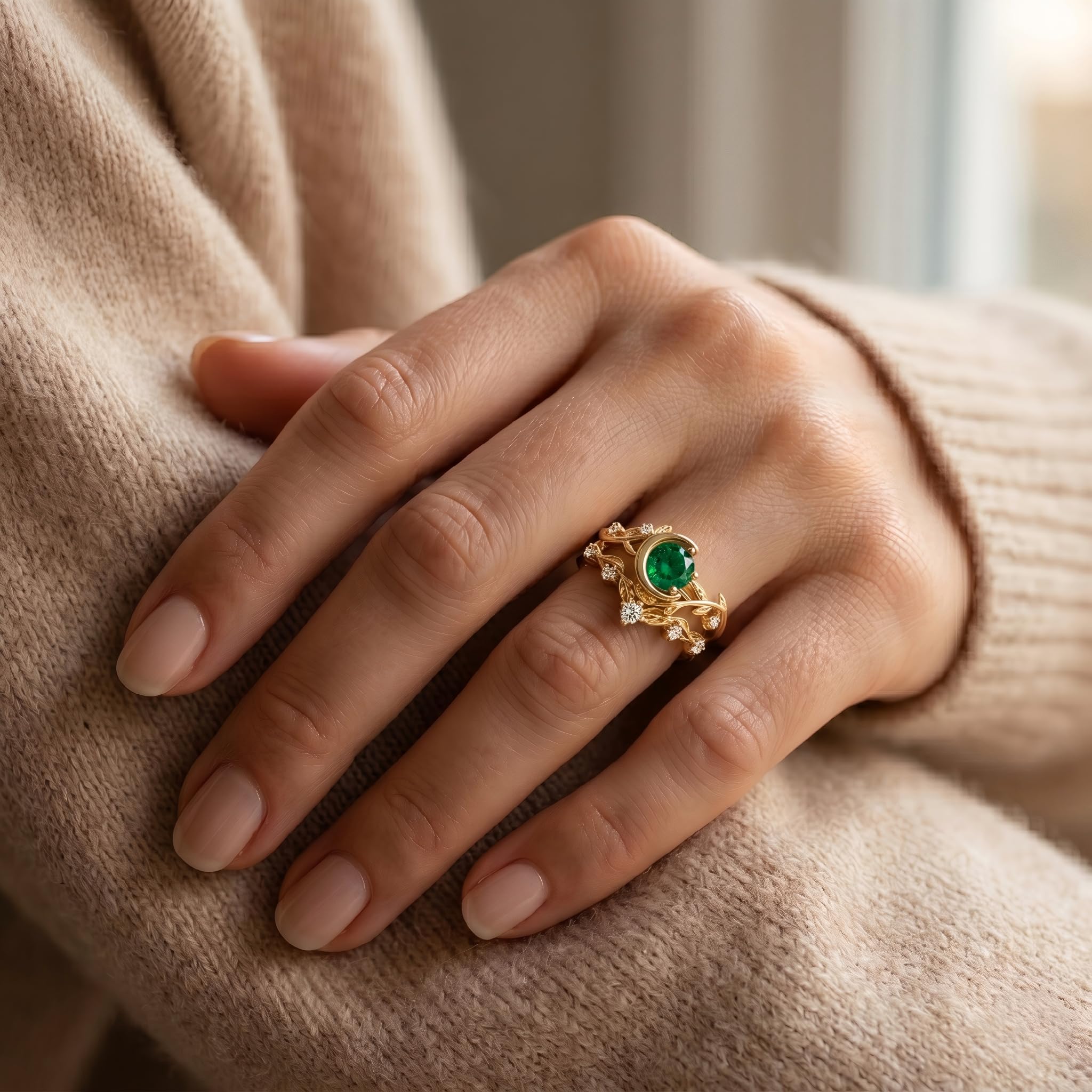 1-3CT Emerald Rings for Women 10K /14K /18K Solid Gold Emerald Engagement Ring May Birthstone Gemstone Wedding Promise Ring for Her Free Engraving
