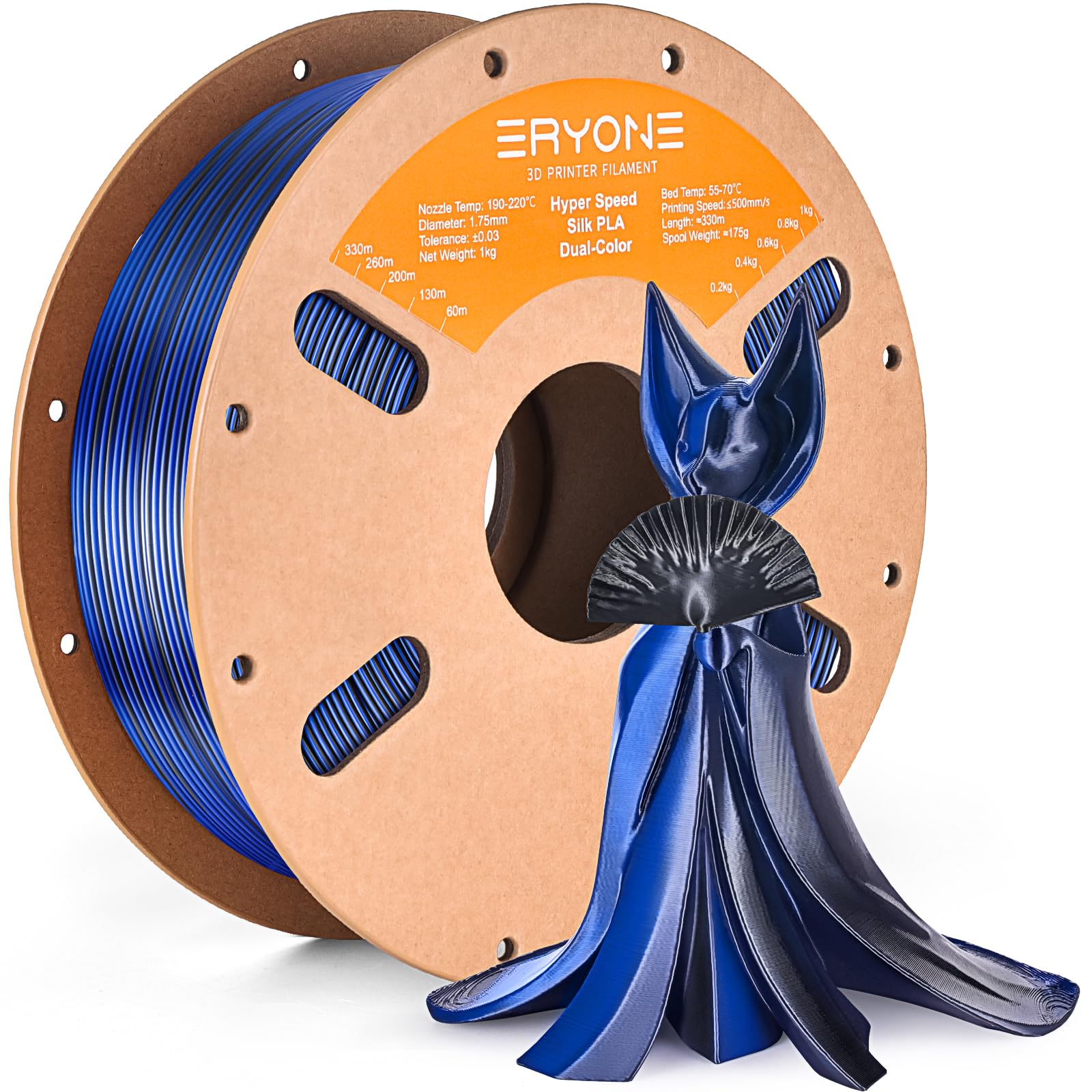 ERYONE Silk Filament PLA+ 1.75mm Shiny 3D Printer Filament, Multicolor PLA 4 in 1, 1kg (2.2LBS)/Spool, HS Silk Quadruple Color Aurora Dream (Teal Green & Violet & Electric Pink & Indigo)