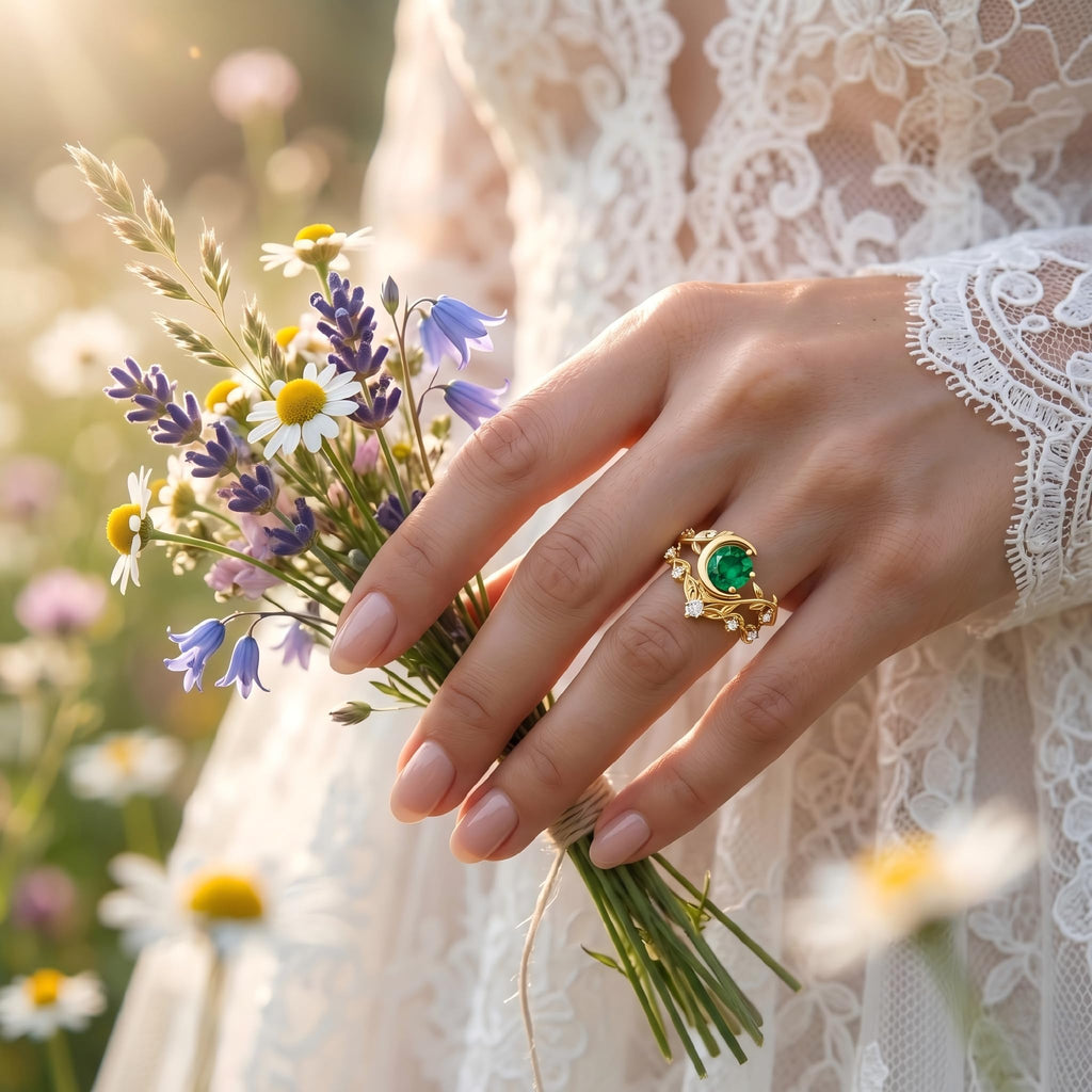 1-3CT Emerald Rings for Women 10K /14K /18K Solid Gold Emerald Engagement Ring May Birthstone Gemstone Wedding Promise Ring for Her Free Engraving