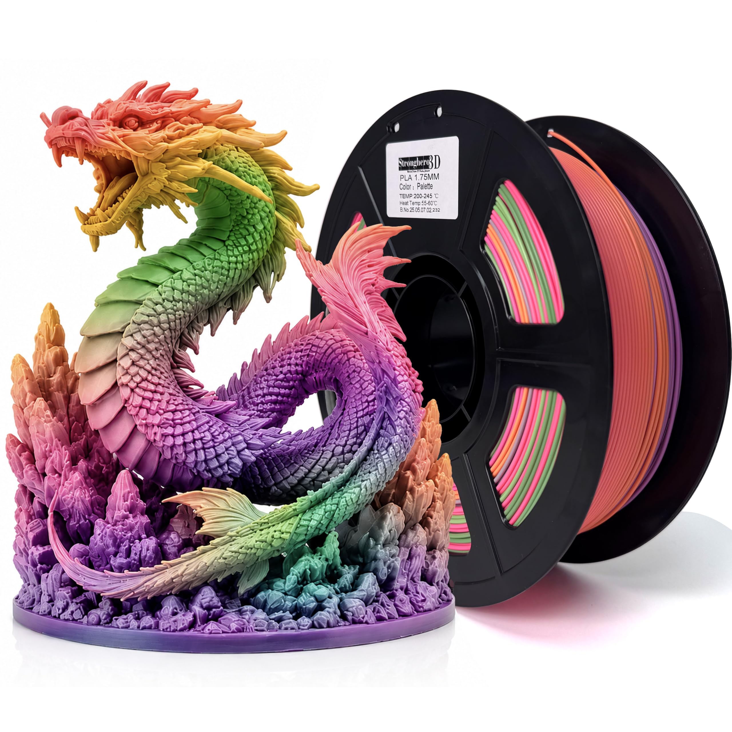 PLA Rainbow Silk Filament,Multi Color,Net Weight 1kg(2.2lbs) Accuracy +/-0.05mm