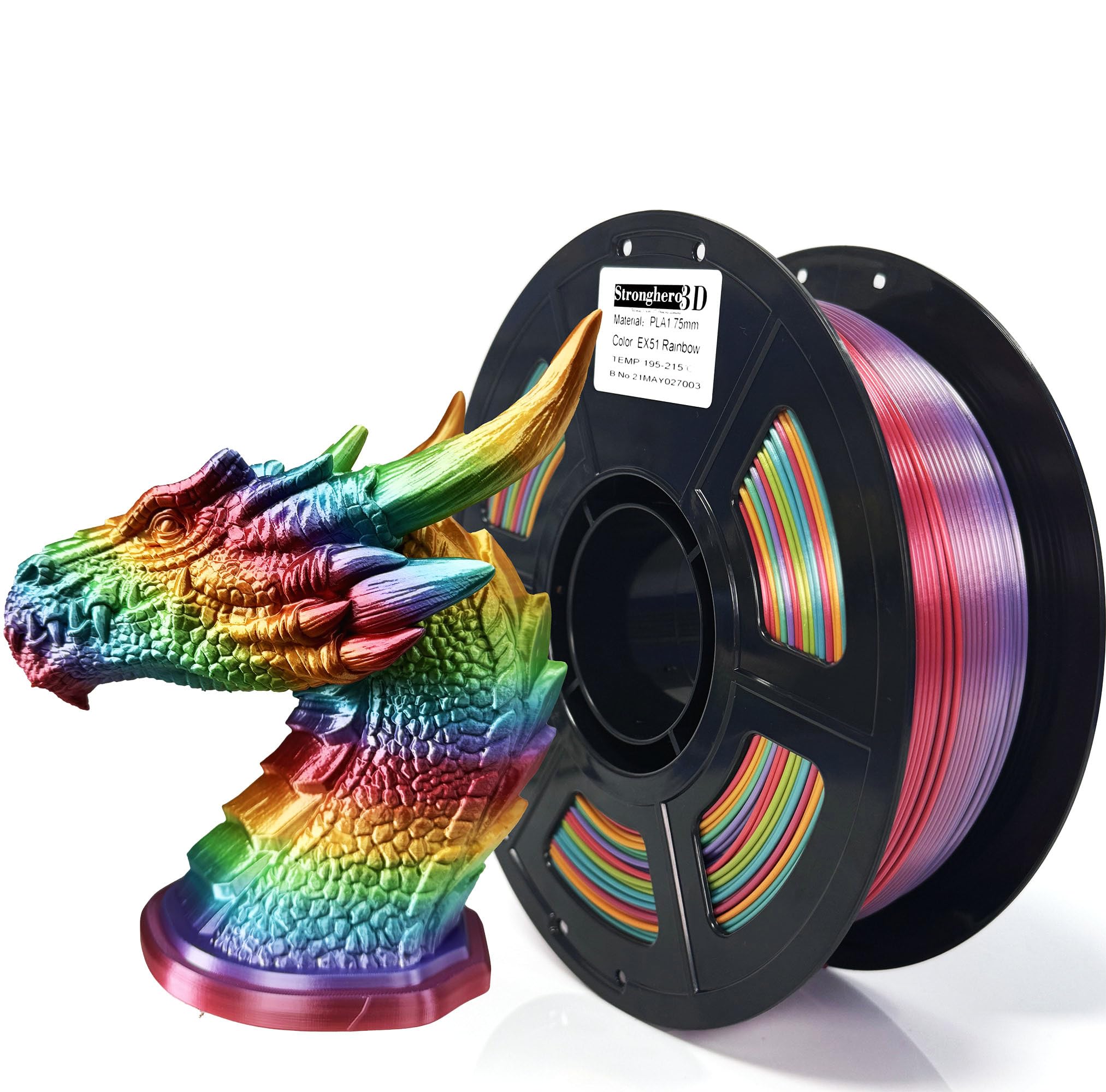 PLA Rainbow Silk Filament,Multi Color,Net Weight 1kg(2.2lbs) Accuracy +/-0.05mm