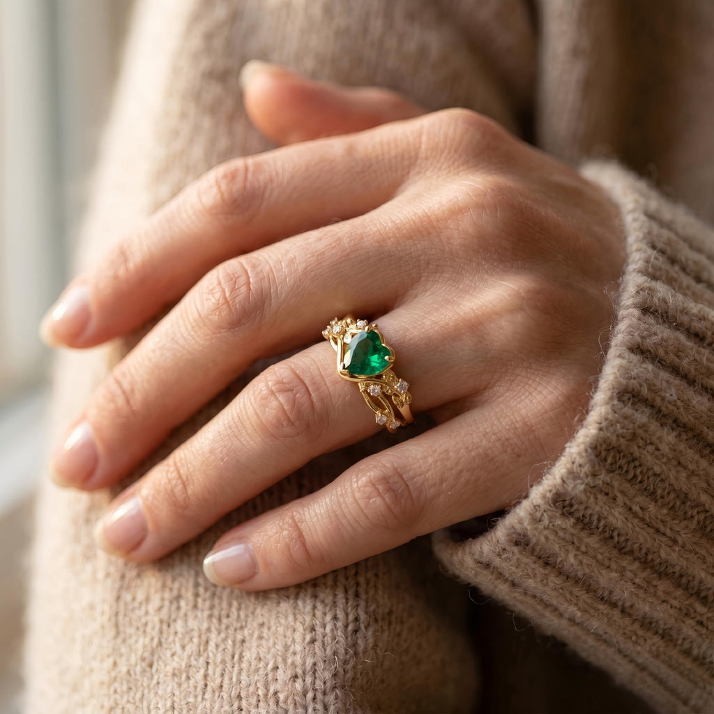 1-3CT Emerald Rings for Women 10K /14K /18K Solid Gold Emerald Engagement Ring May Birthstone Gemstone Wedding Promise Ring for Her Free Engraving