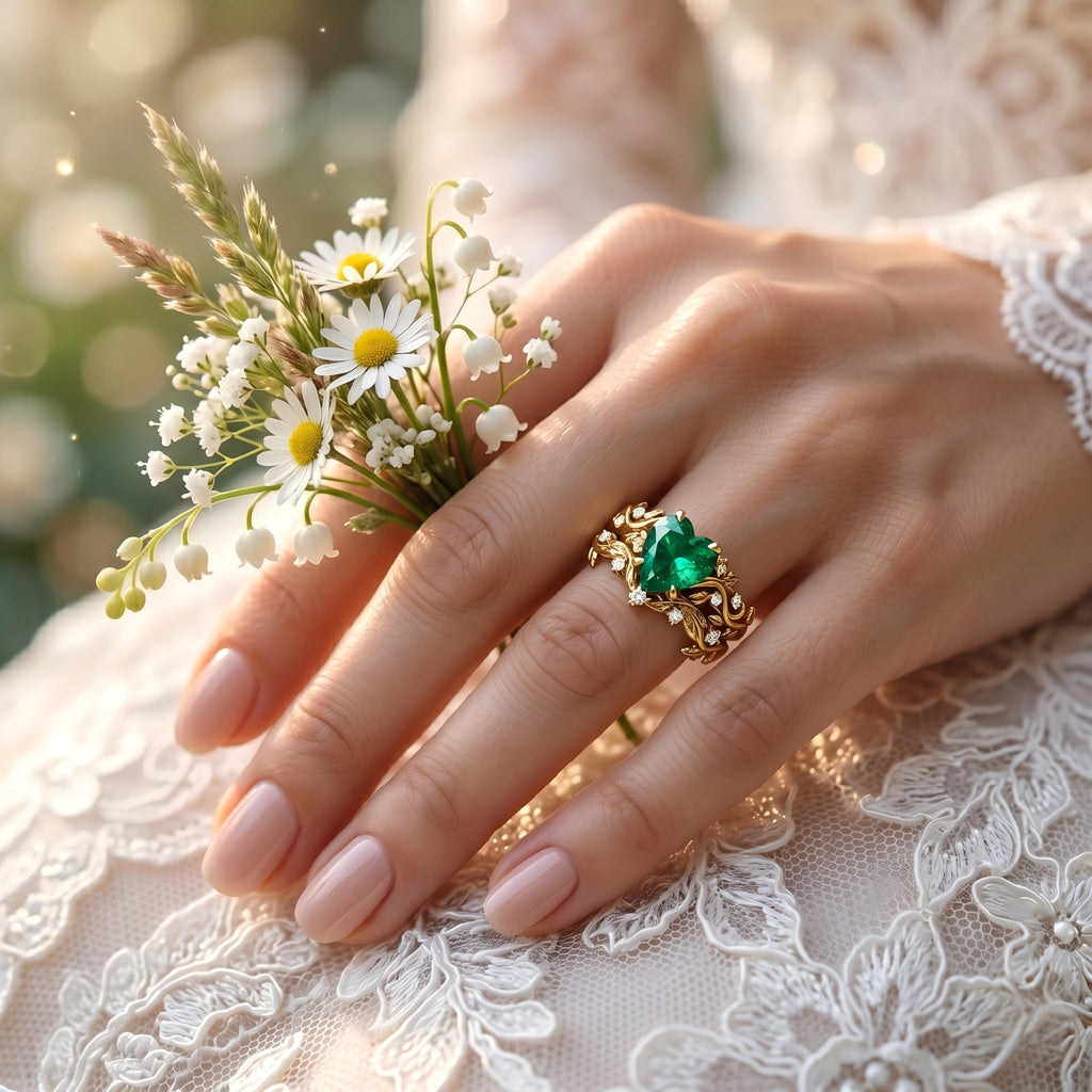 1-3CT Emerald Rings for Women 10K /14K /18K Solid Gold Emerald Engagement Ring May Birthstone Gemstone Wedding Promise Ring for Her Free Engraving