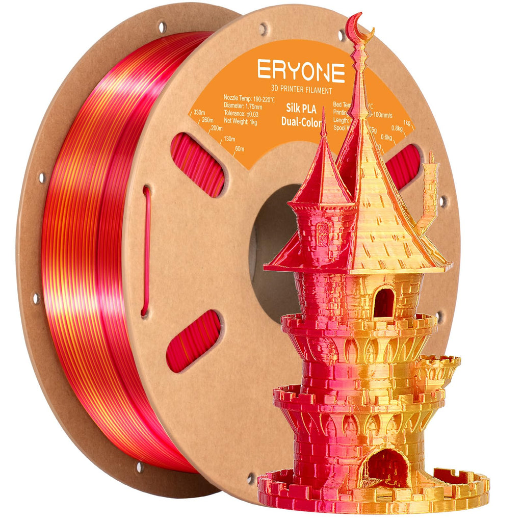 ERYONE Silk Tri Color PLA Filament 3D Printer 1.75mm +/- 0.03mm, Multicolor Filament Tricolor PLA Bundle 2KG Cardboard Spool, Red Blue Green