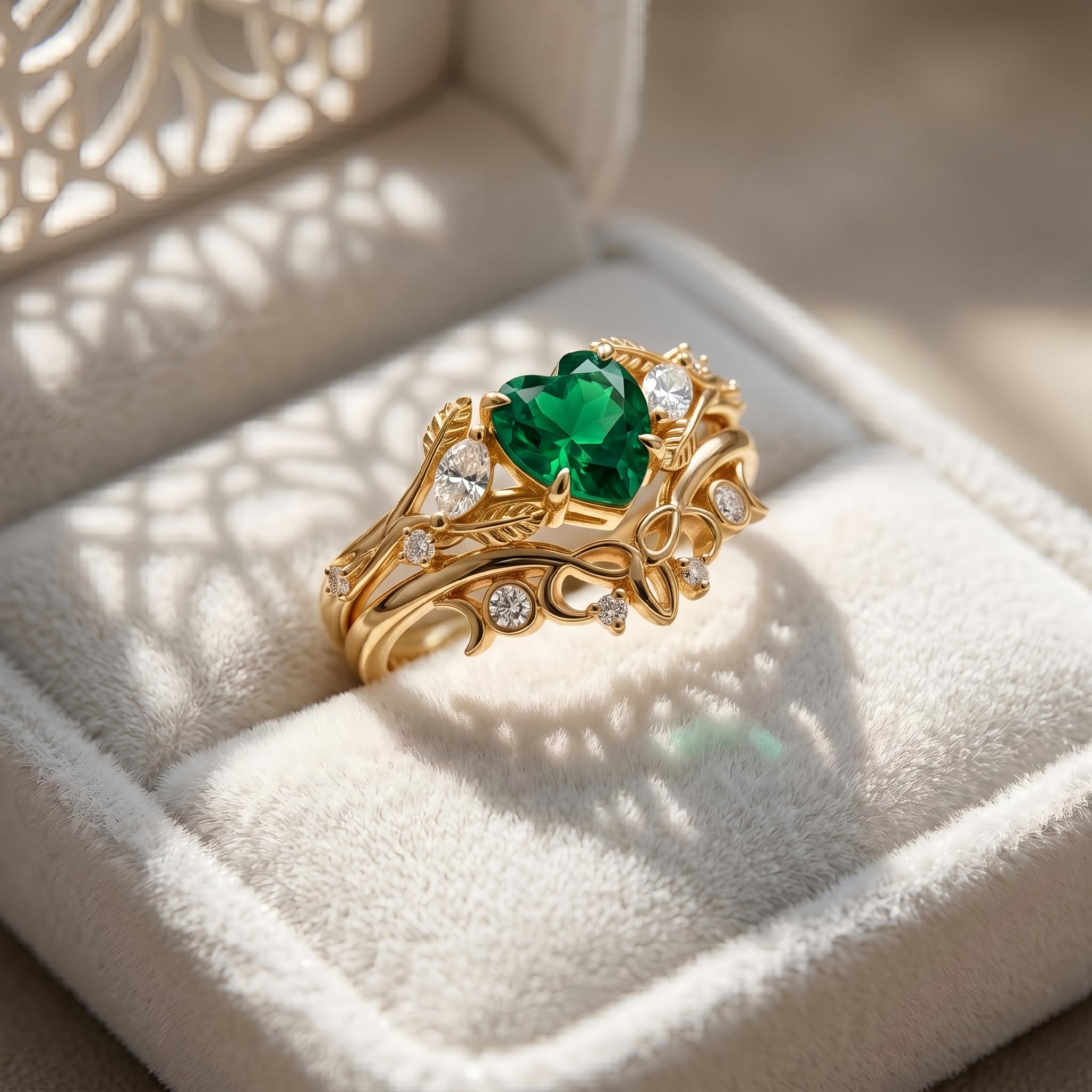 1-3CT Emerald Rings for Women 10K /14K /18K Solid Gold Emerald Engagement Ring May Birthstone Gemstone Wedding Promise Ring for Her Free Engraving