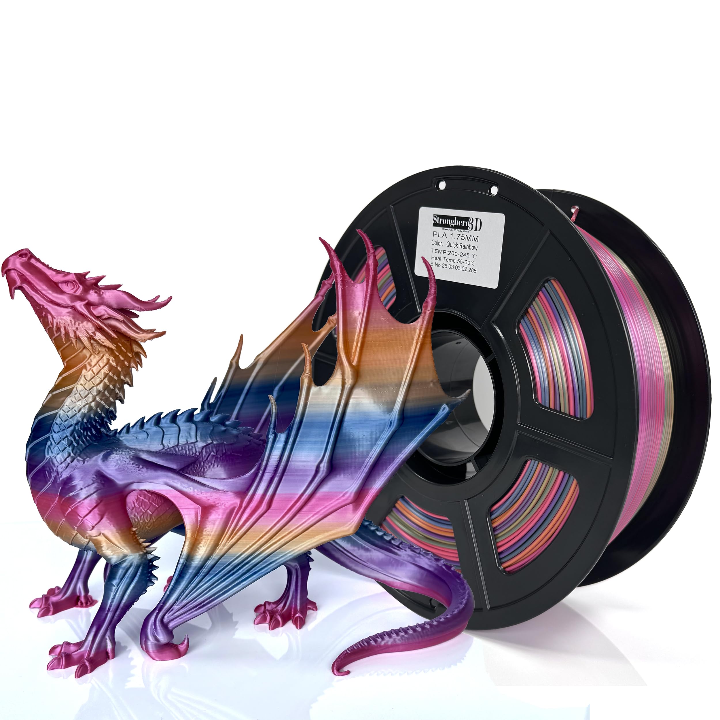 PLA Rainbow Silk Filament,Multi Color,Net Weight 1kg(2.2lbs) Accuracy +/-0.05mm