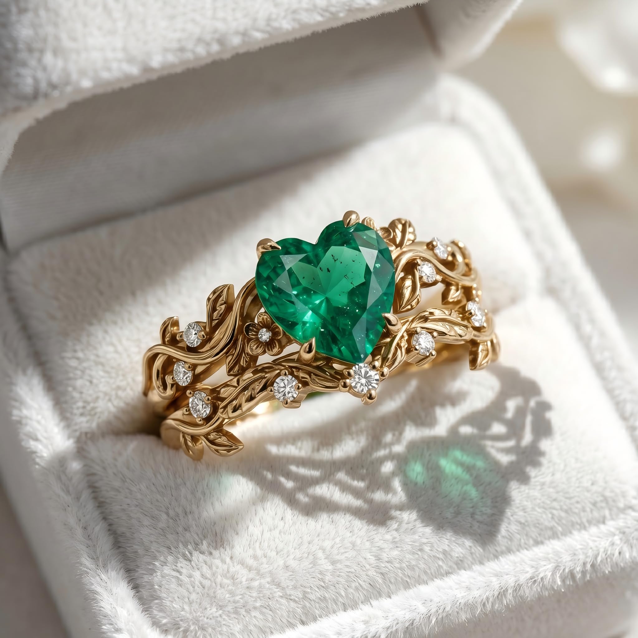 1-3CT Emerald Rings for Women 10K /14K /18K Solid Gold Emerald Engagement Ring May Birthstone Gemstone Wedding Promise Ring for Her Free Engraving