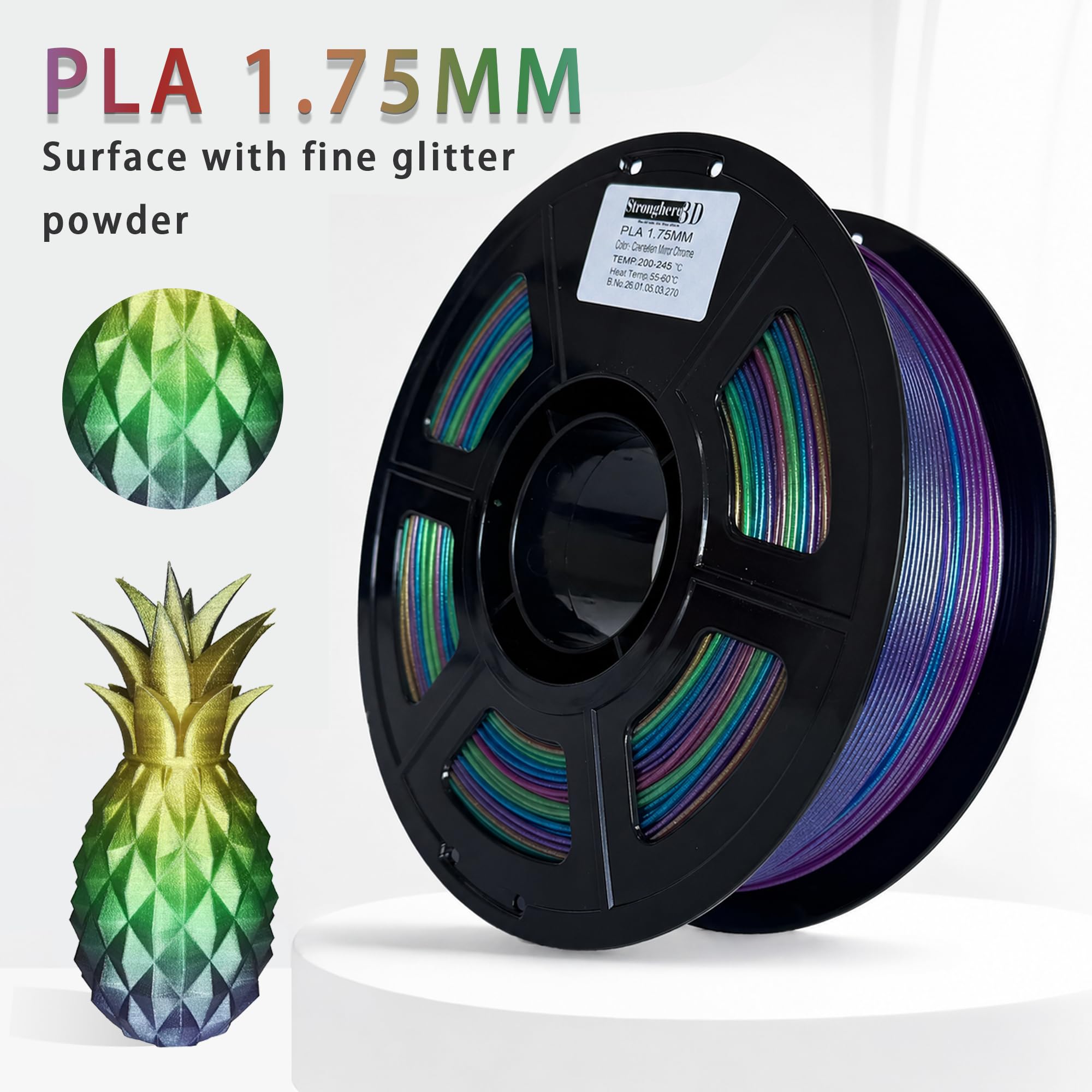 PLA Rainbow Silk Filament,Multi Color,Net Weight 1kg(2.2lbs) Accuracy +/-0.05mm