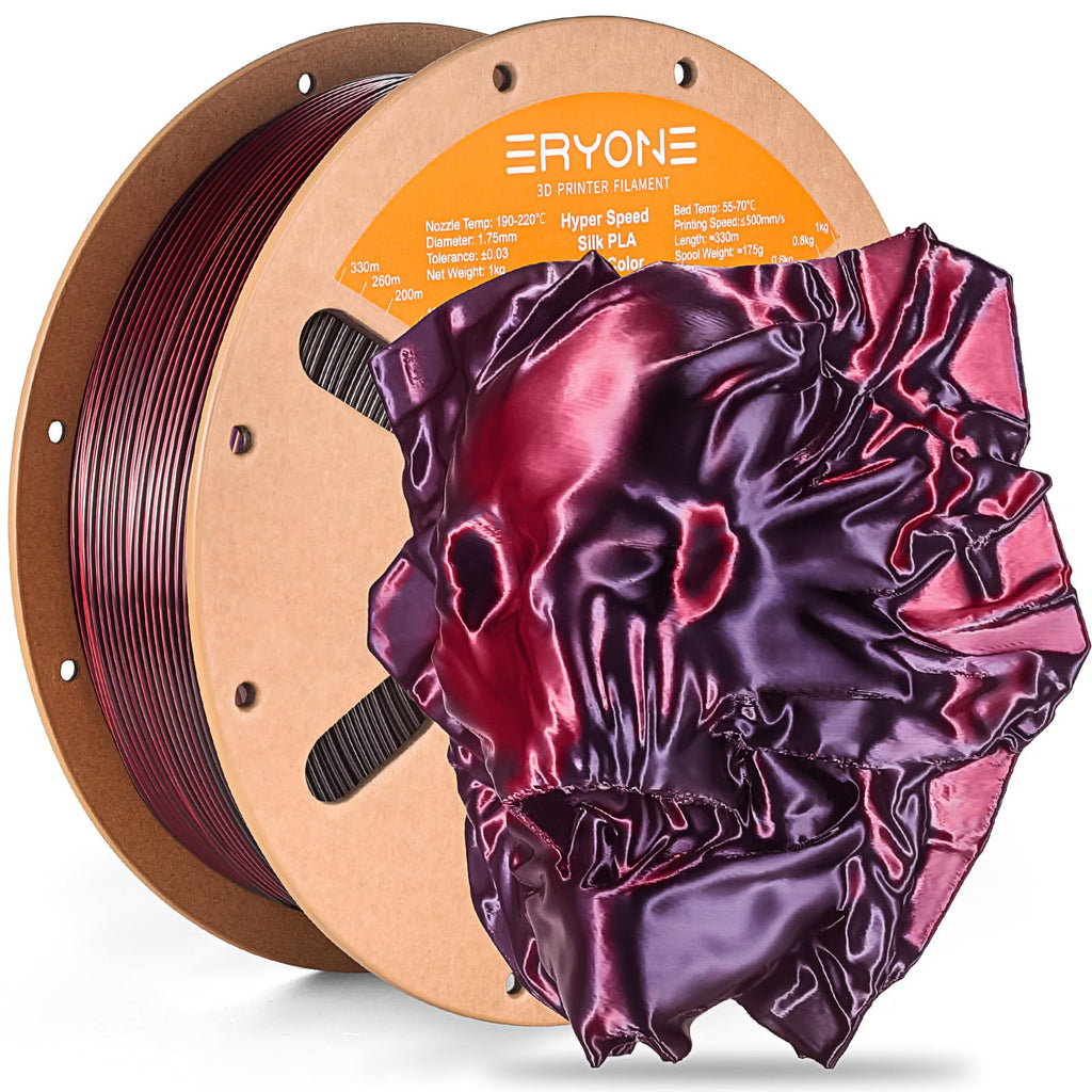 ERYONE Silk Filament PLA+ 1.75mm Shiny 3D Printer Filament, Multicolor PLA 4 in 1, 1kg (2.2LBS)/Spool, HS Silk Quadruple Color Aurora Dream (Teal Green & Violet & Electric Pink & Indigo)