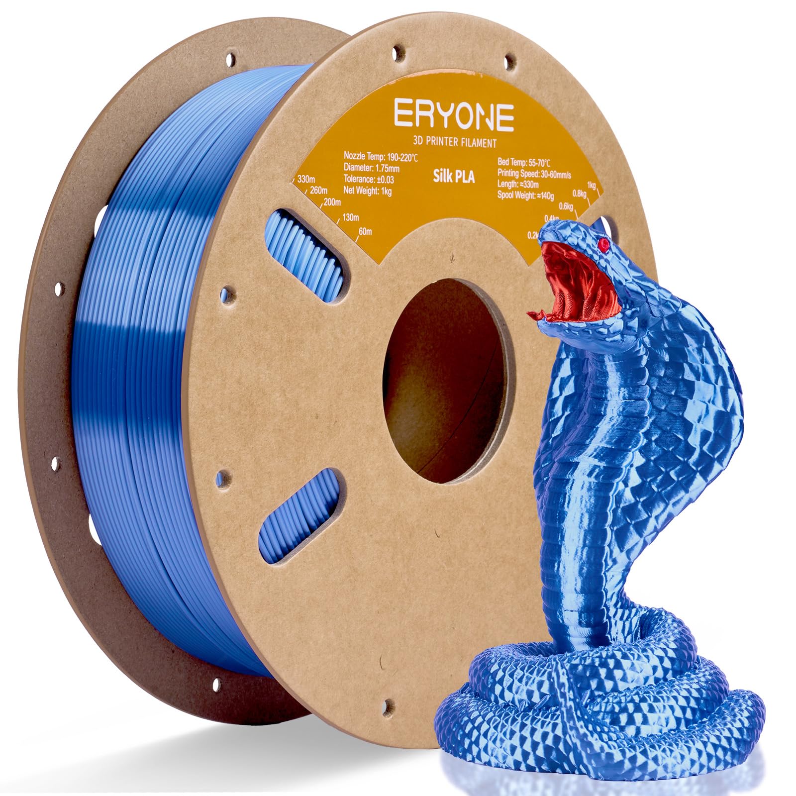 ERYONE Silk Tri Color PLA Filament 3D Printer 1.75mm +/- 0.03mm, Multicolor Filament Tricolor PLA Bundle 2KG Cardboard Spool, Red Blue Green