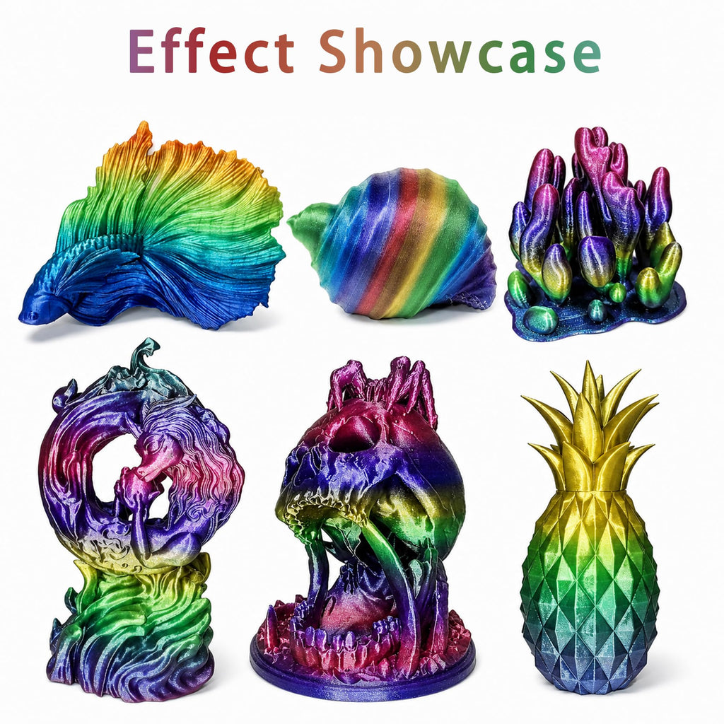 PLA Rainbow Silk Filament,Multi Color,Net Weight 1kg(2.2lbs) Accuracy +/-0.05mm
