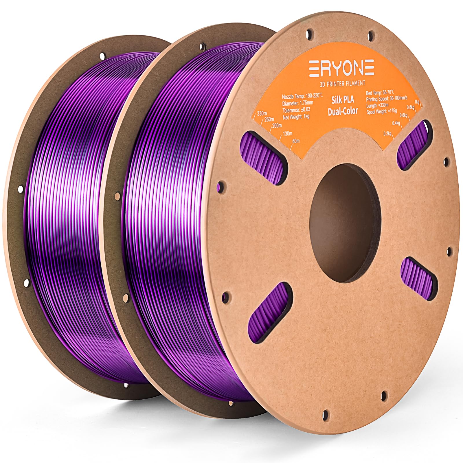 ERYONE Silk Tri Color PLA Filament 3D Printer 1.75mm +/- 0.03mm, Multicolor Filament Tricolor PLA Bundle 2KG Cardboard Spool, Red Blue Green
