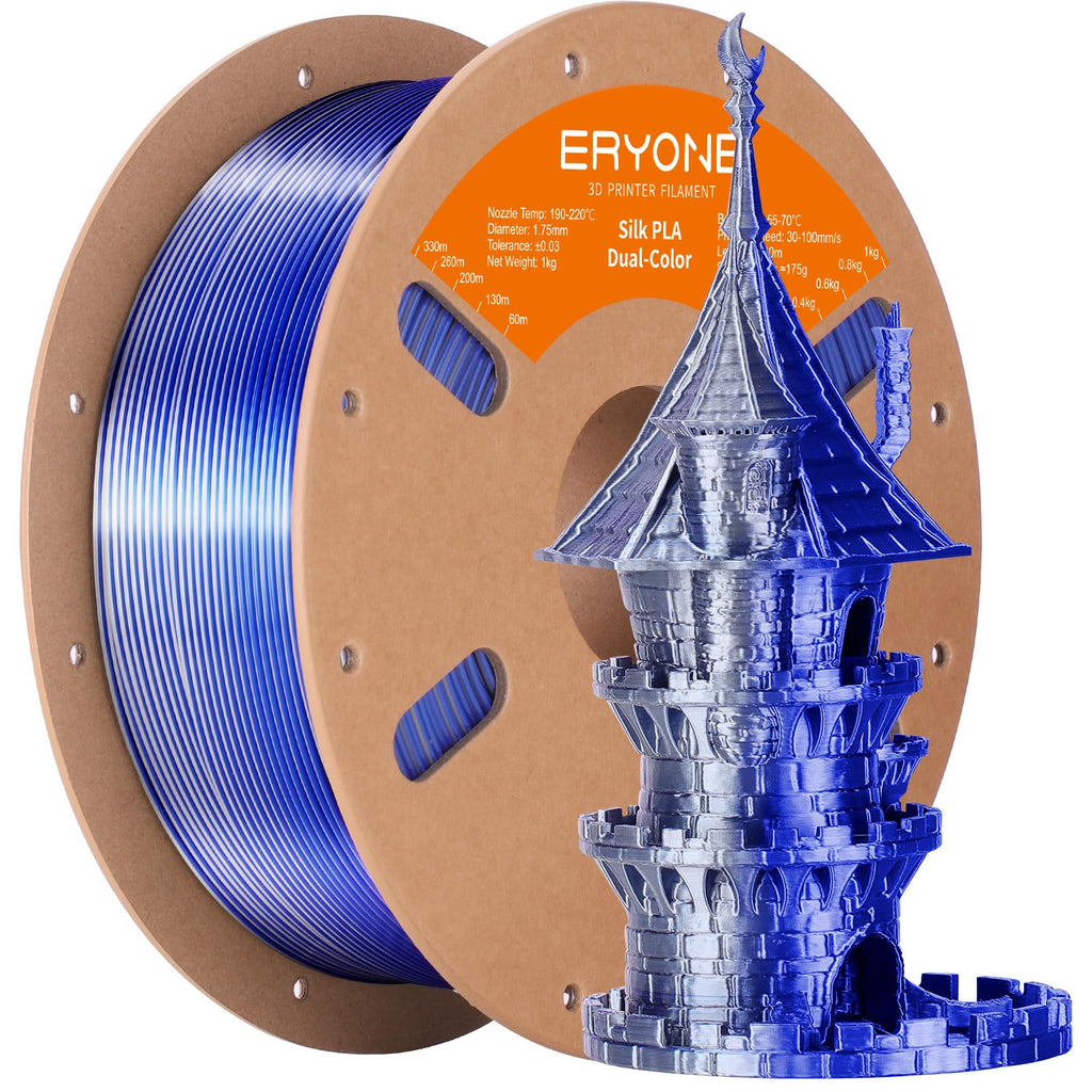 ERYONE Silk Tri Color PLA Filament 3D Printer 1.75mm +/- 0.03mm, Multicolor Filament Tricolor PLA Bundle 2KG Cardboard Spool, Red Blue Green