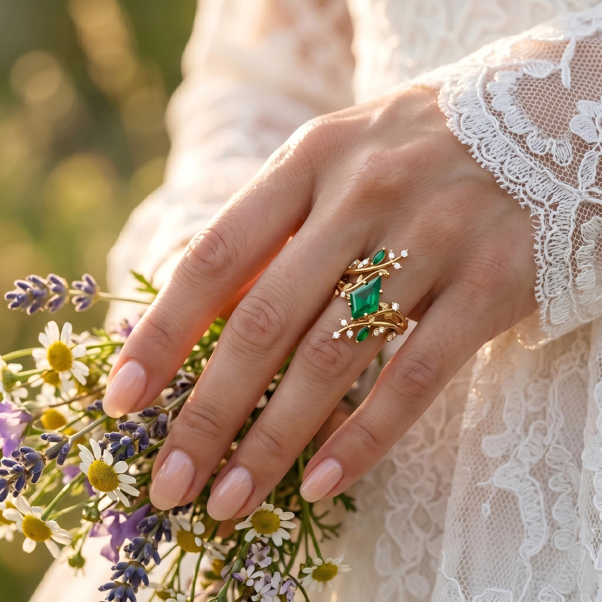 1-3CT Emerald Rings for Women 10K /14K /18K Solid Gold Emerald Engagement Ring May Birthstone Gemstone Wedding Promise Ring for Her Free Engraving