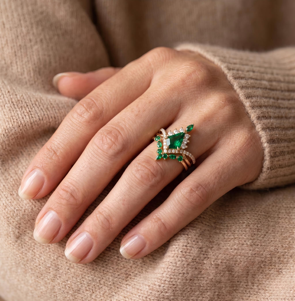 1-3CT Emerald Rings for Women 10K /14K /18K Solid Gold Emerald Engagement Ring May Birthstone Gemstone Wedding Promise Ring for Her Free Engraving