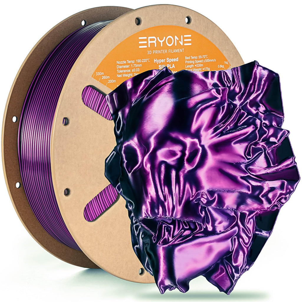 ERYONE Silk Filament PLA+ 1.75mm Shiny 3D Printer Filament, Multicolor PLA 4 in 1, 1kg (2.2LBS)/Spool, HS Silk Quadruple Color Aurora Dream (Teal Green & Violet & Electric Pink & Indigo)