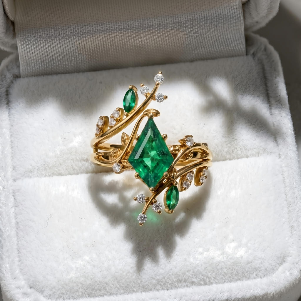 1-3CT Emerald Rings for Women 10K /14K /18K Solid Gold Emerald Engagement Ring May Birthstone Gemstone Wedding Promise Ring for Her Free Engraving
