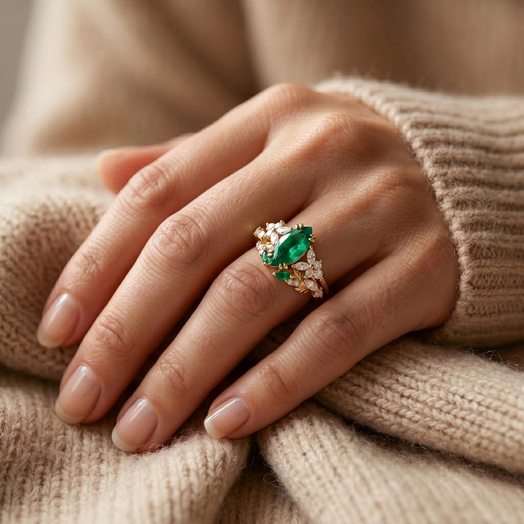 1-3CT Emerald Rings for Women 10K /14K /18K Solid Gold Emerald Engagement Ring May Birthstone Gemstone Wedding Promise Ring for Her Free Engraving