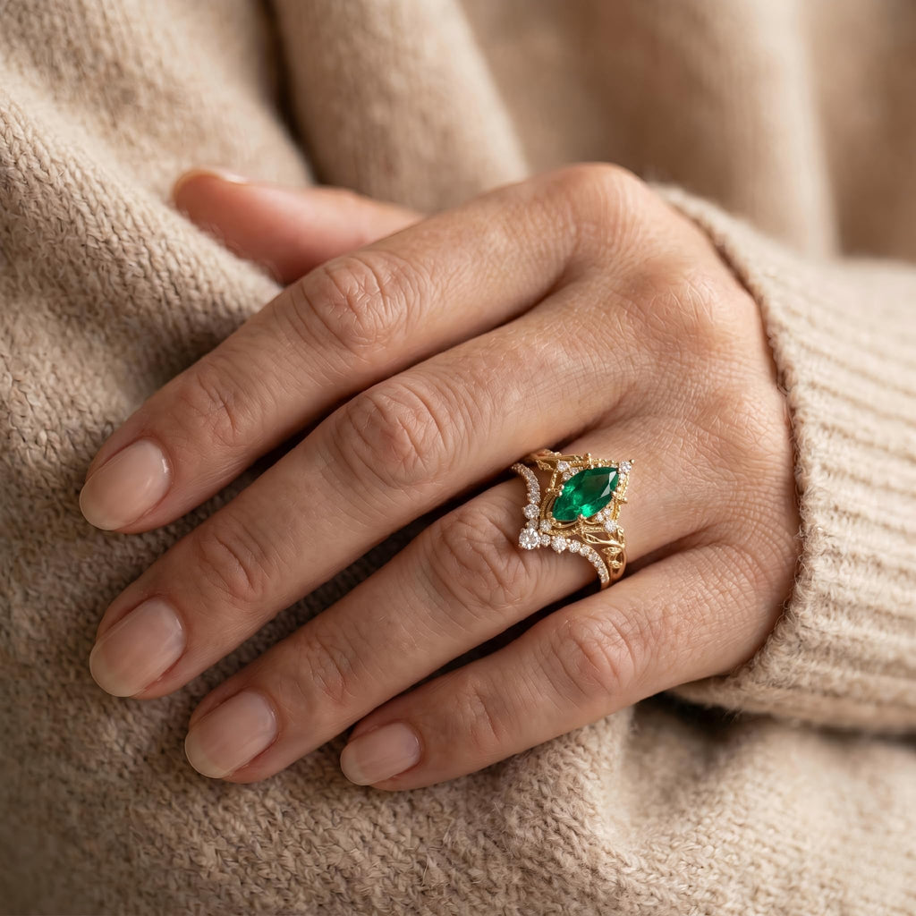 1-3CT Emerald Rings for Women 10K /14K /18K Solid Gold Emerald Engagement Ring May Birthstone Gemstone Wedding Promise Ring for Her Free Engraving