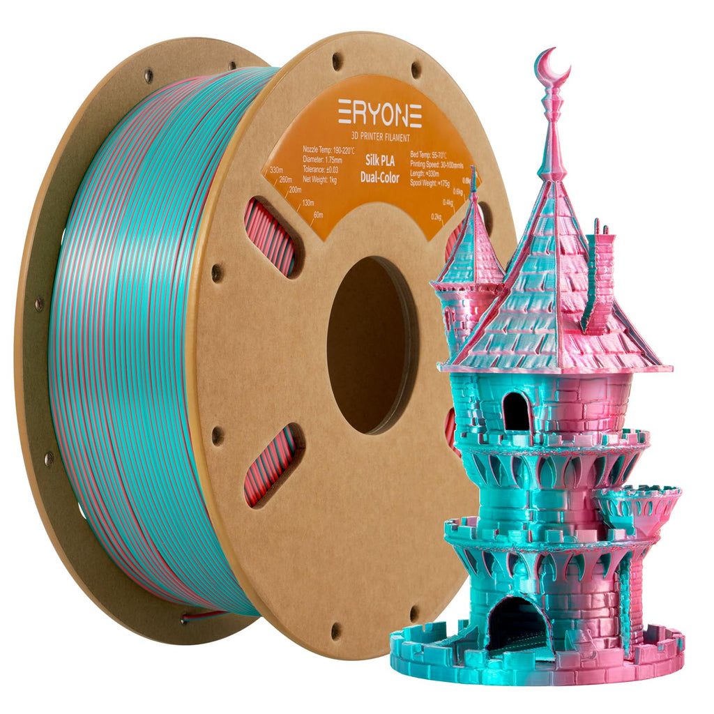 ERYONE Silk Tri Color PLA Filament 3D Printer 1.75mm +/- 0.03mm, Multicolor Filament Tricolor PLA Bundle 2KG Cardboard Spool, Red Blue Green