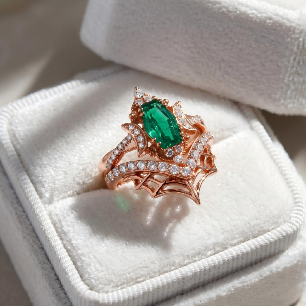 1-3CT Emerald Rings for Women 10K /14K /18K Solid Gold Emerald Engagement Ring May Birthstone Gemstone Wedding Promise Ring for Her Free Engraving