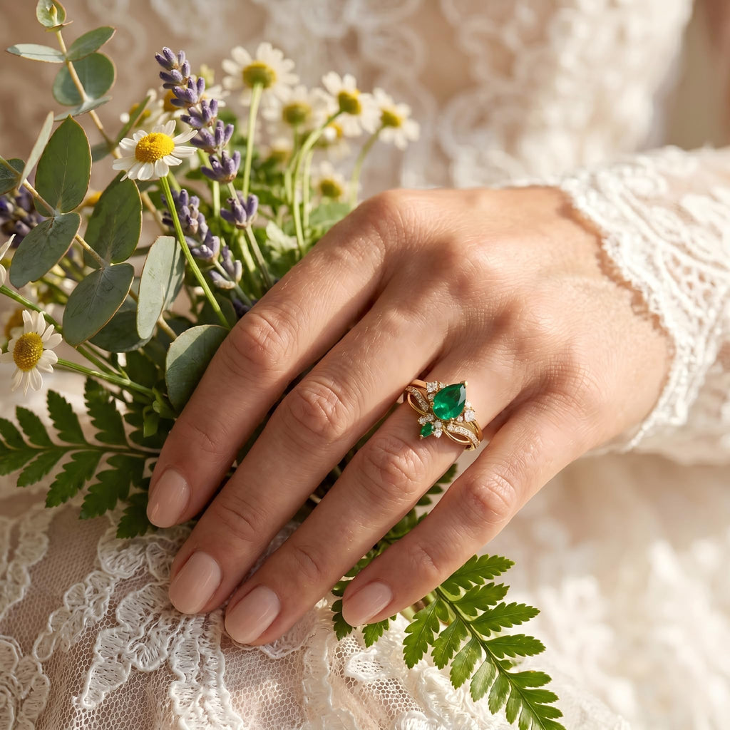 1-3CT Emerald Rings for Women 10K /14K /18K Solid Gold Emerald Engagement Ring May Birthstone Gemstone Wedding Promise Ring for Her Free Engraving