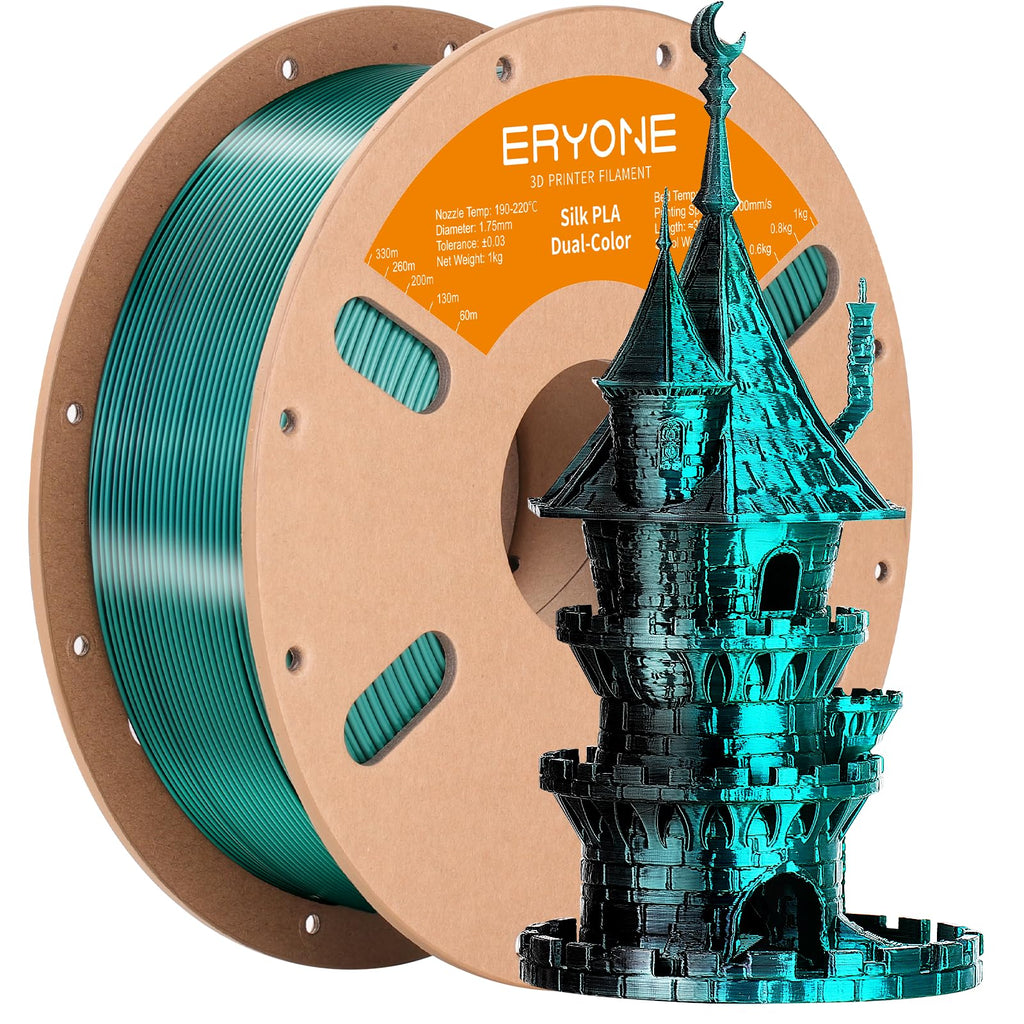 ERYONE Silk Tri Color PLA Filament 3D Printer 1.75mm +/- 0.03mm, Multicolor Filament Tricolor PLA Bundle 2KG Cardboard Spool, Red Blue Green