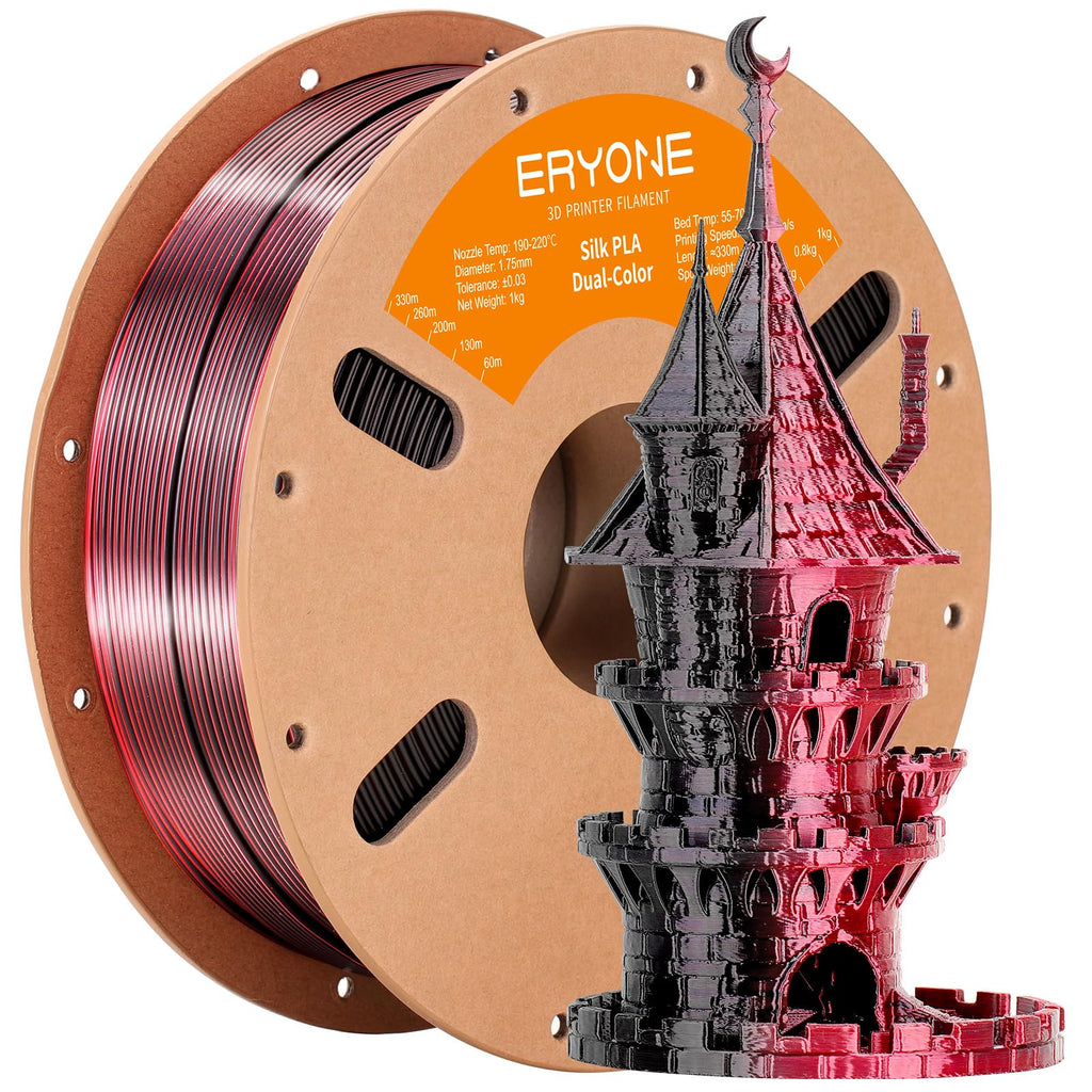 ERYONE Silk Tri Color PLA Filament 3D Printer 1.75mm +/- 0.03mm, Multicolor Filament Tricolor PLA Bundle 2KG Cardboard Spool, Red Blue Green