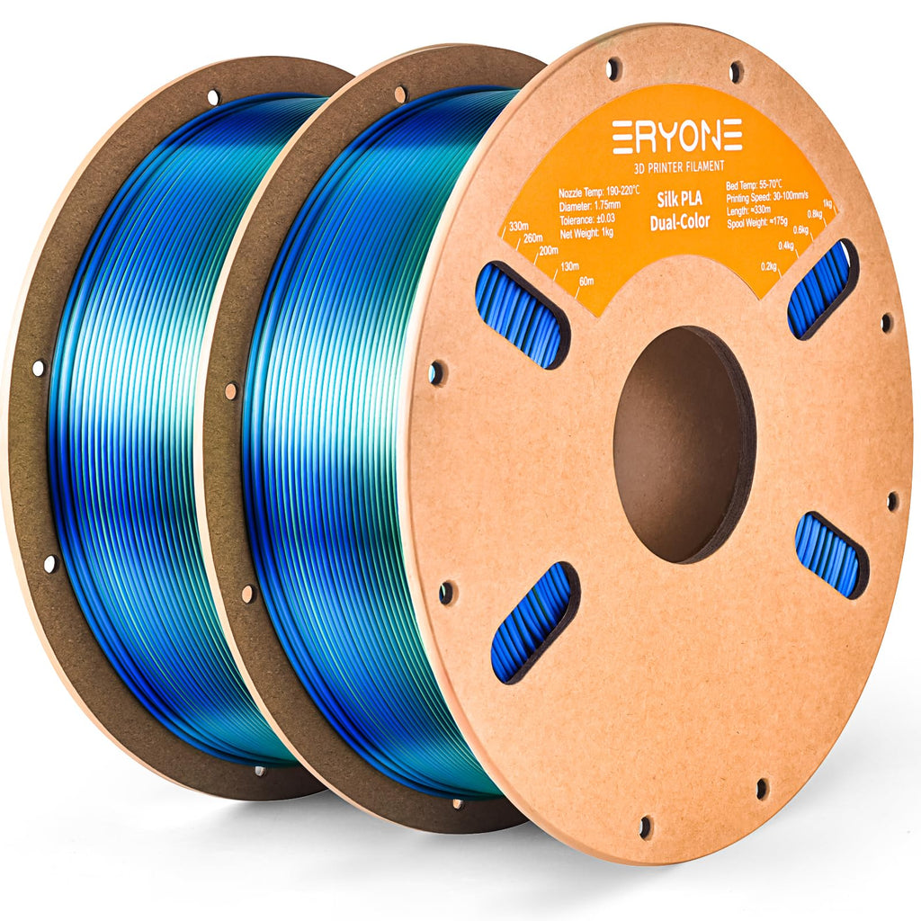 ERYONE Silk Tri Color PLA Filament 3D Printer 1.75mm +/- 0.03mm, Multicolor Filament Tricolor PLA Bundle 2KG Cardboard Spool, Red Blue Green