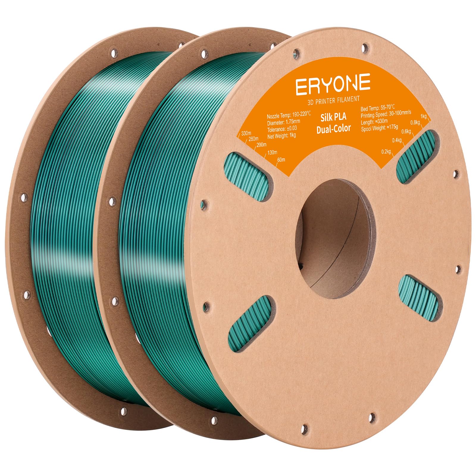 ERYONE Silk Tri Color PLA Filament 3D Printer 1.75mm +/- 0.03mm, Multicolor Filament Tricolor PLA Bundle 2KG Cardboard Spool, Red Blue Green