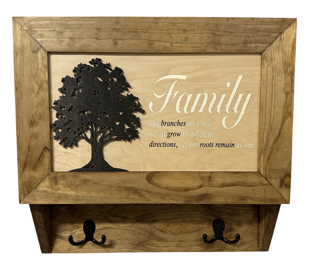 Family Tree Gun Safe Coat Rack - Handcrafted Wooden Gun Cabinets - Gun Shelf Hidden Storage for Rifles, Shotguns, & Handguns - Quick Access Wall Safe