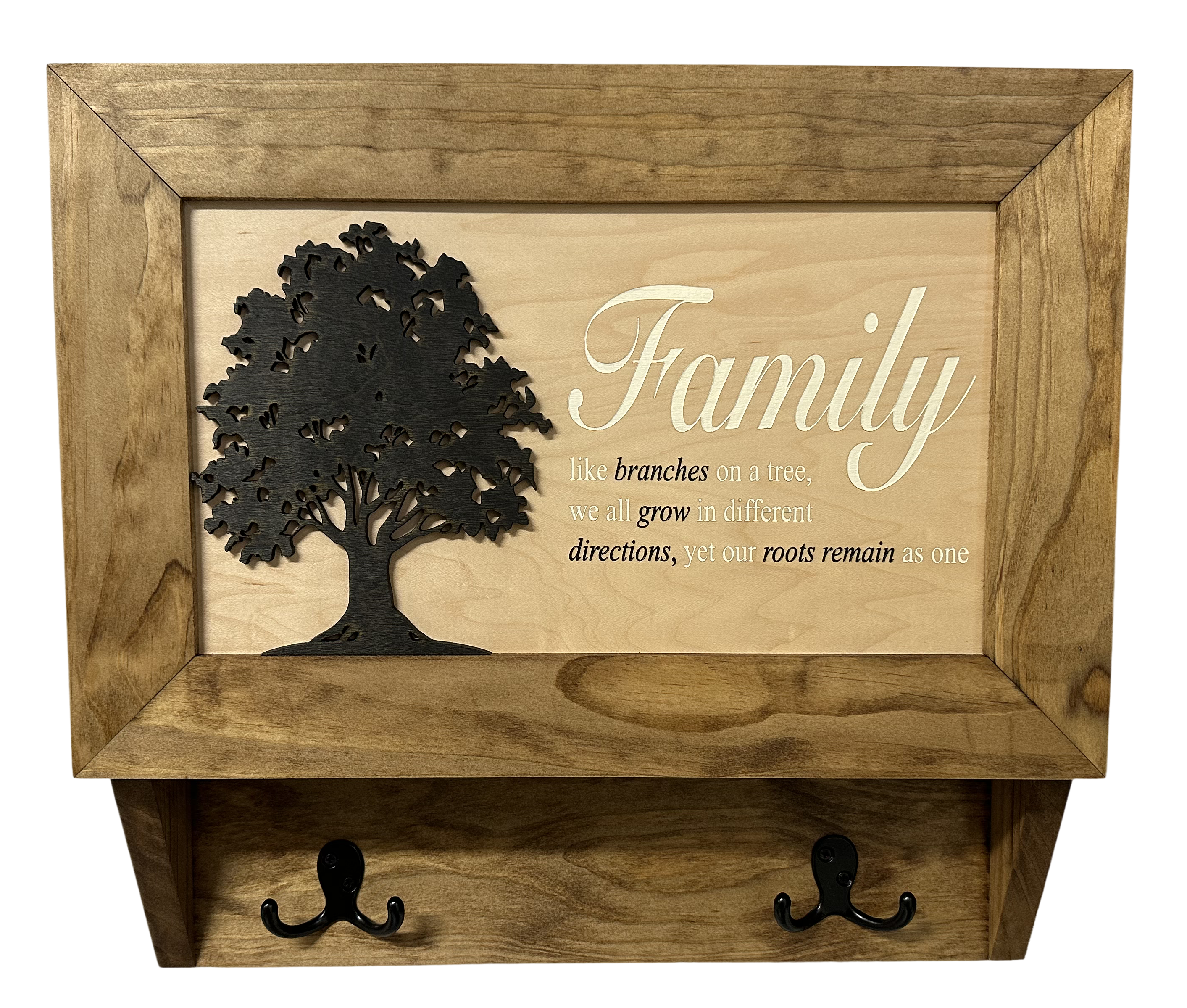 Family Tree Gun Safe Coat Rack - Handcrafted Wooden Gun Cabinets - Gun Shelf Hidden Storage for Rifles, Shotguns, & Handguns - Quick Access Wall Safe