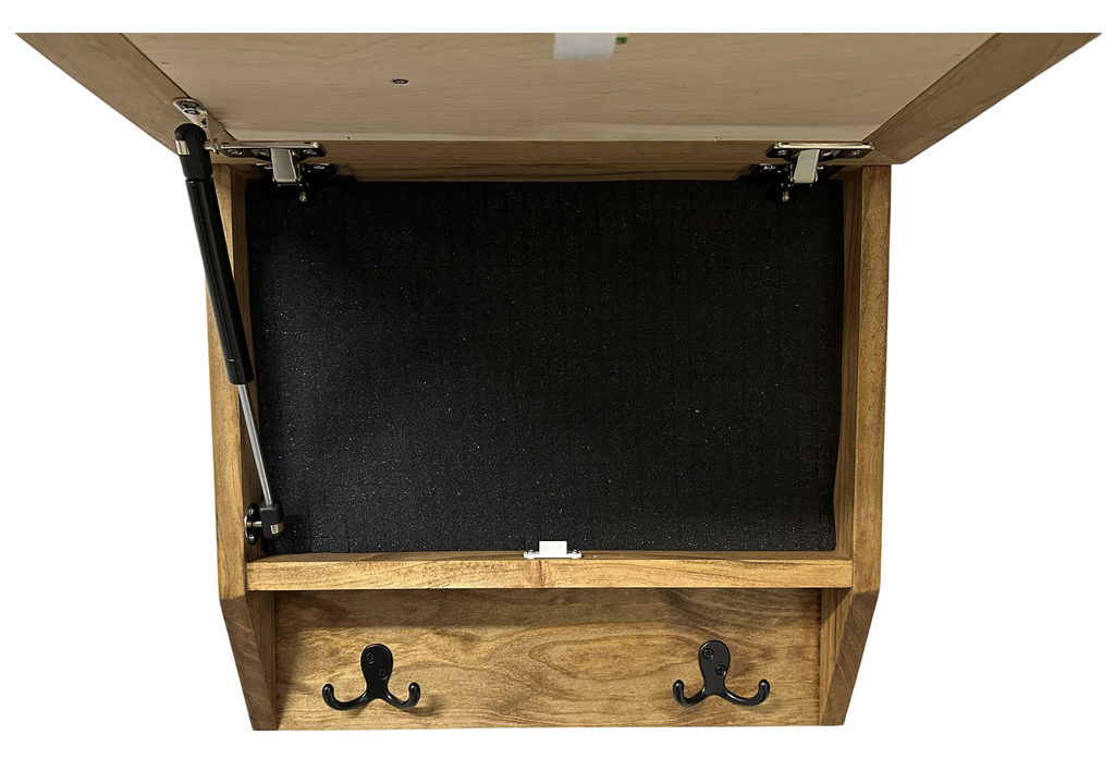 Family Tree Gun Safe Coat Rack - Handcrafted Wooden Gun Cabinets - Gun Shelf Hidden Storage for Rifles, Shotguns, & Handguns - Quick Access Wall Safe
