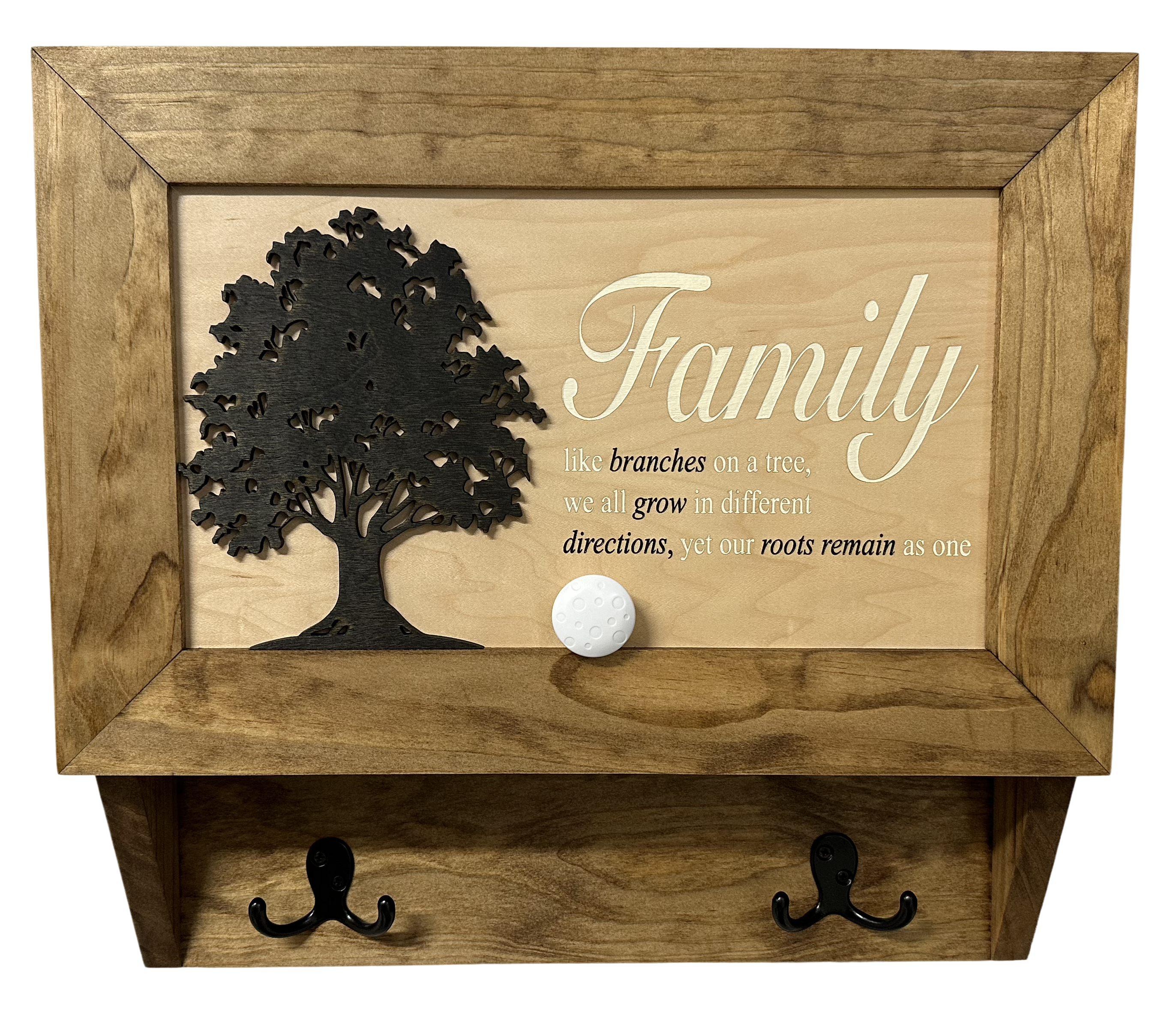 Family Tree Gun Safe Coat Rack - Handcrafted Wooden Gun Cabinets - Gun Shelf Hidden Storage for Rifles, Shotguns, & Handguns - Quick Access Wall Safe