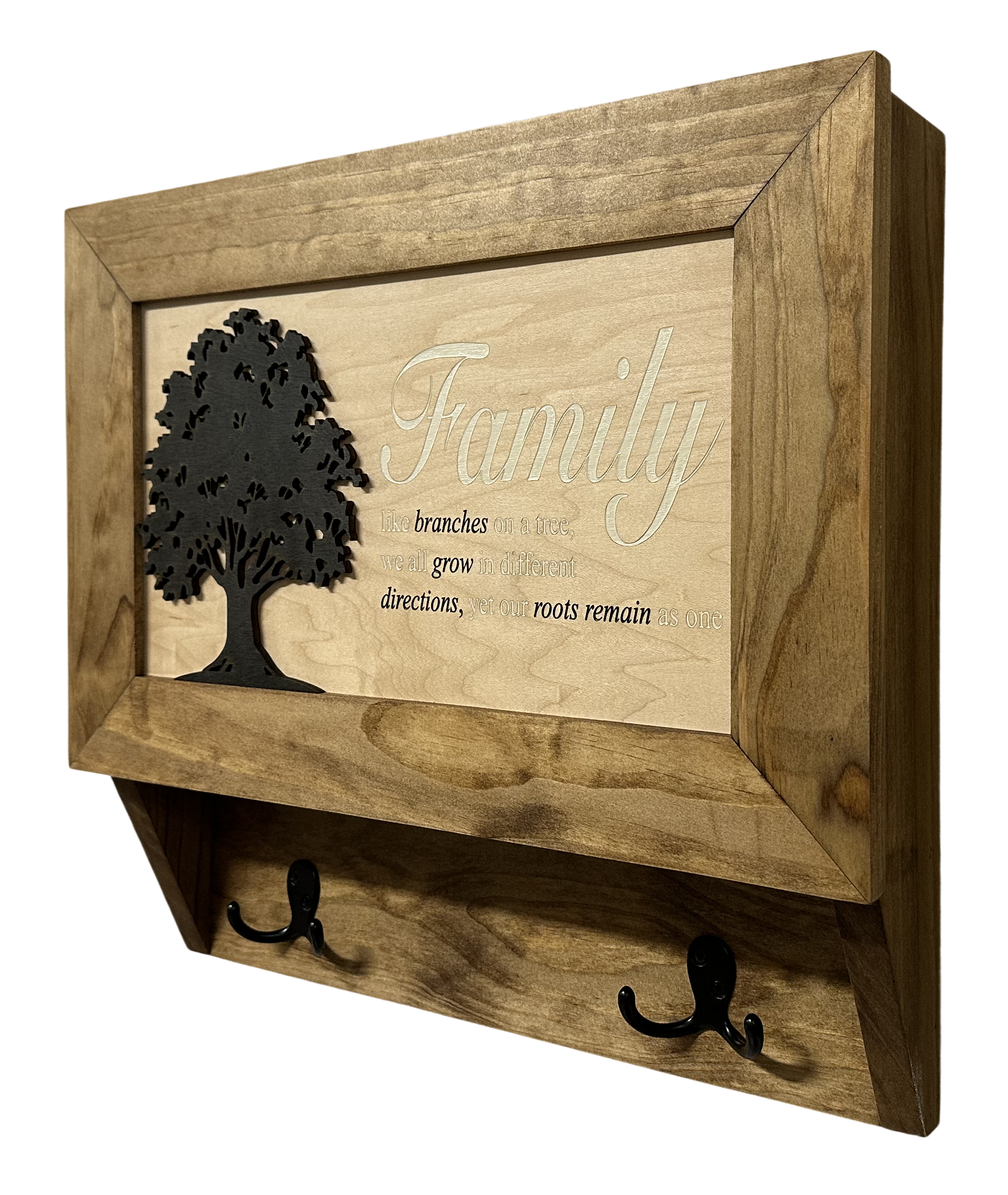 Family Tree Gun Safe Coat Rack - Handcrafted Wooden Gun Cabinets - Gun Shelf Hidden Storage for Rifles, Shotguns, & Handguns - Quick Access Wall Safe