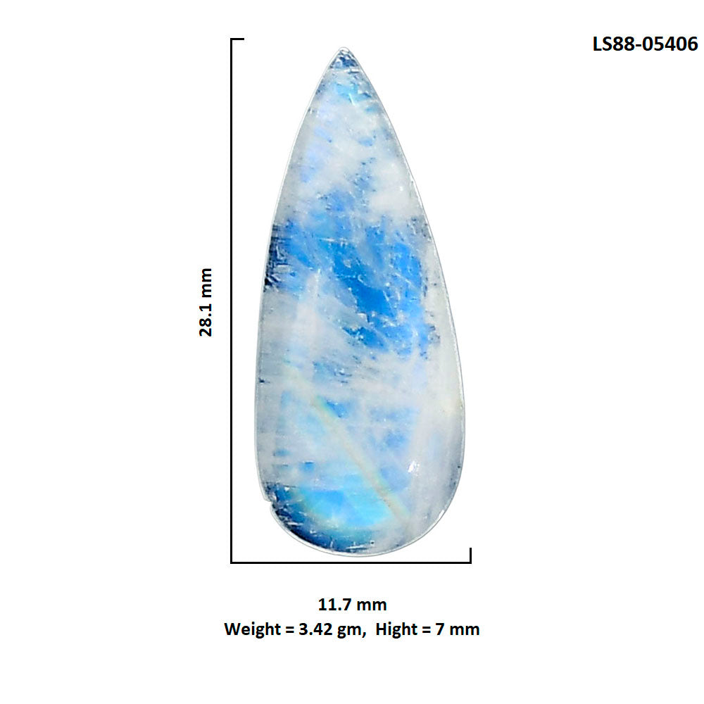 Rainbow Moonstone 11.7x28.1x7 mm Pear Shape Polished Gemstone LS88-05406