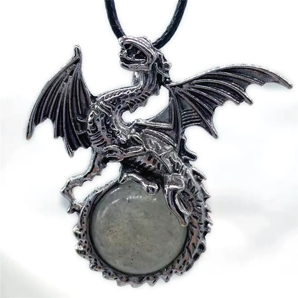 Crystal Circle Dragon Necklaces
