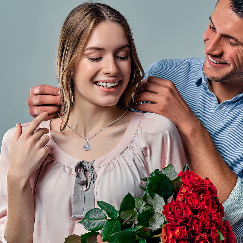 TRYNDI™ To My Girlfriend Floating Heart Necklace With Authentic Swarovski Crystals