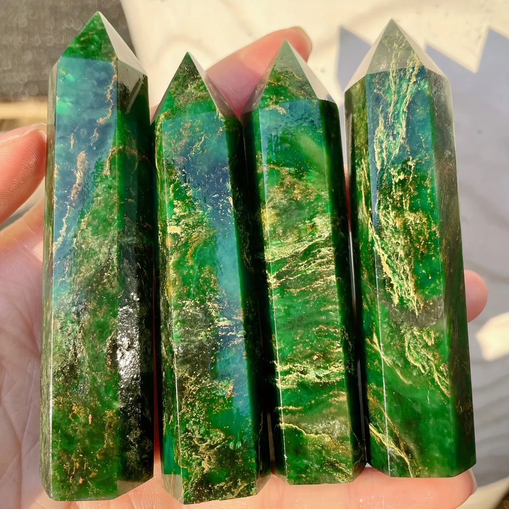 Natural Emerald Single Pointed Quad, Natural Wand Tower, Interior Decoration, Meditation, Energy, Holiday Gift