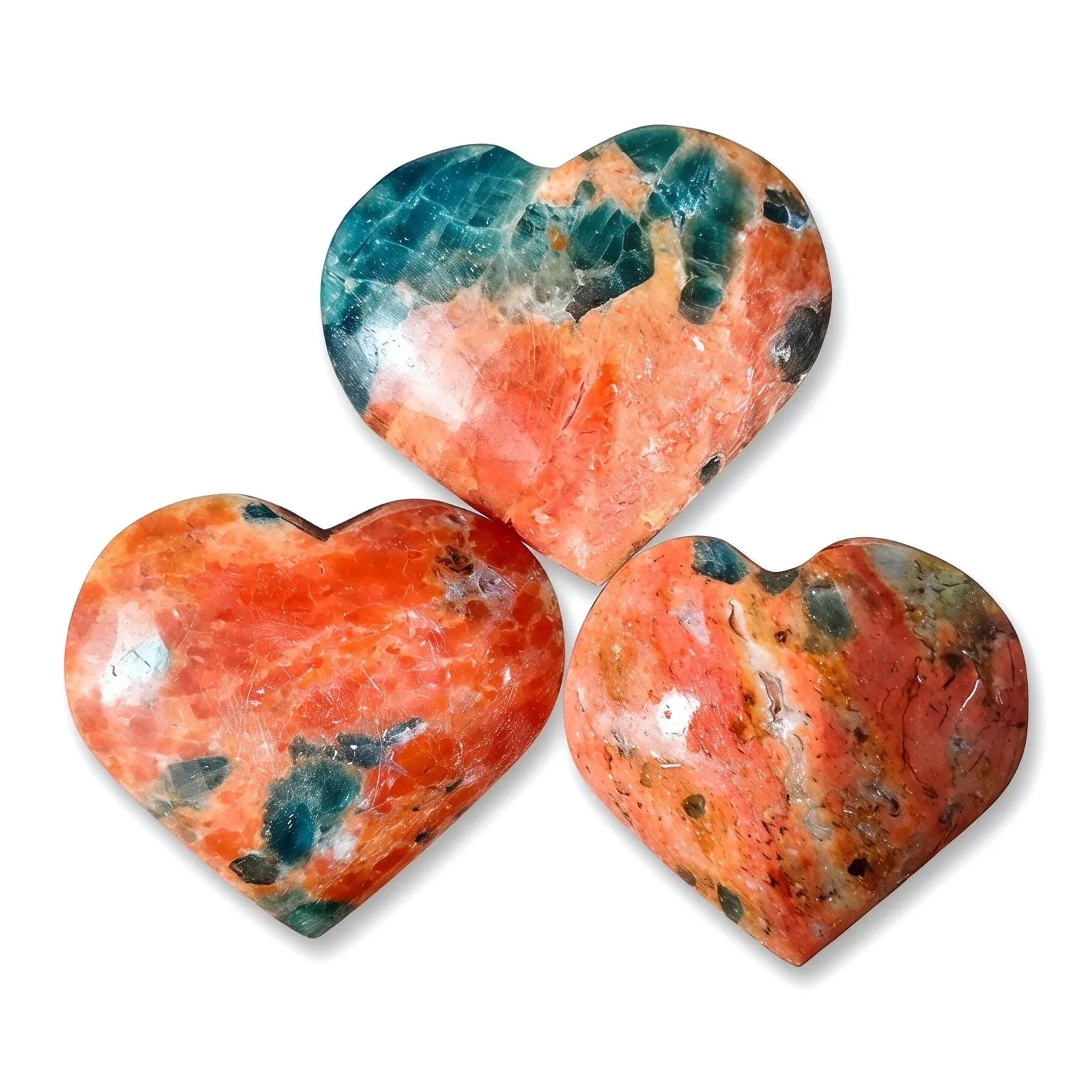 Natural Blue Apatite With Sunstone Crystal Heart,
