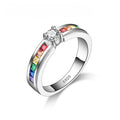 Rainbow Cubic Zircon Ring Proposal Jewelry