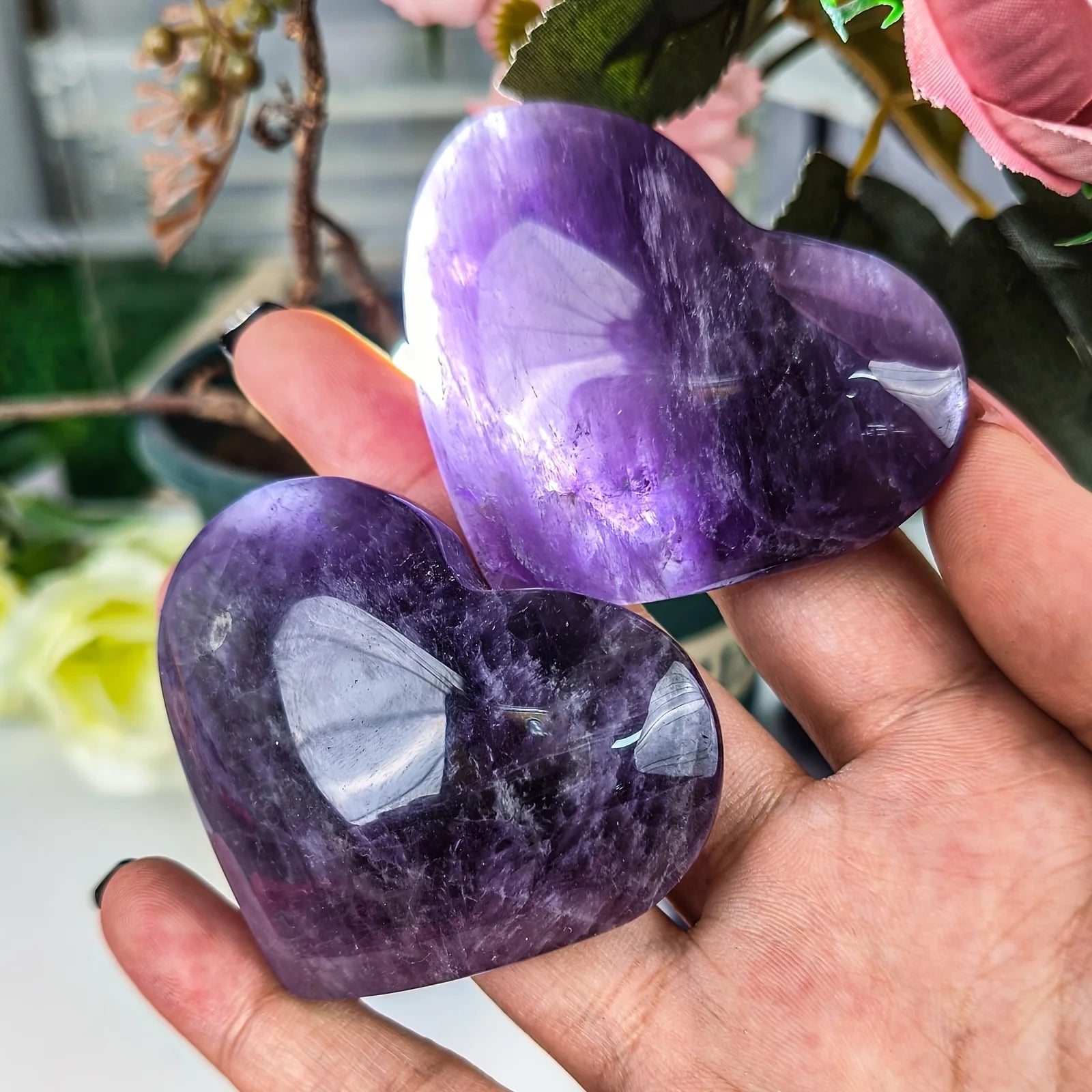 1pc Natural Amethyst Heart-Shaped Crystal Carving