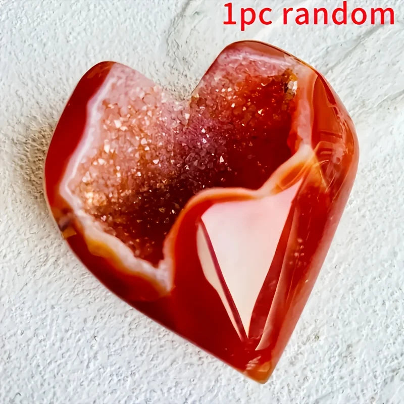 Heart-shaped Natural Red Crystal Cluster with Openwork Patterns