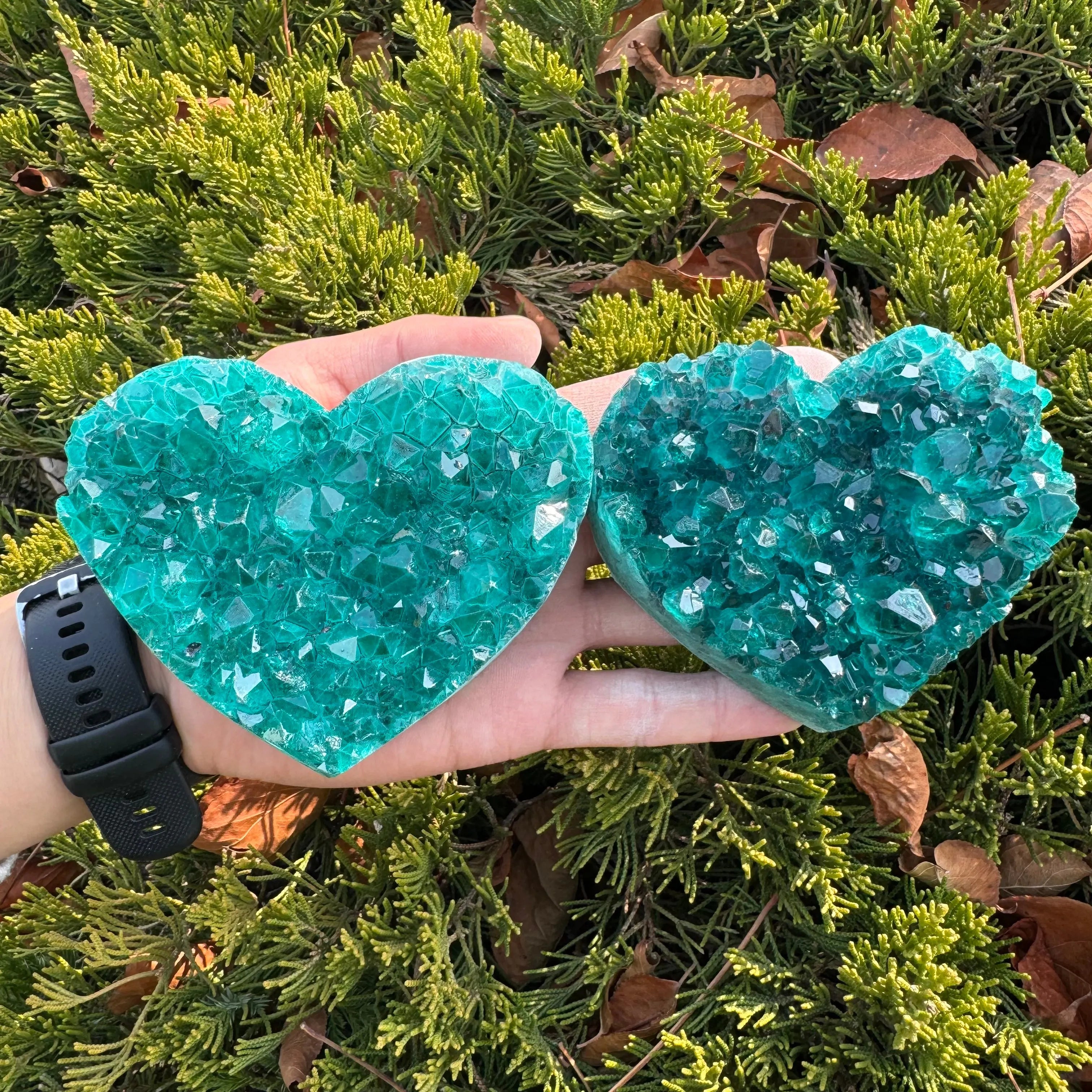 unique crystal heart ornament cluster,