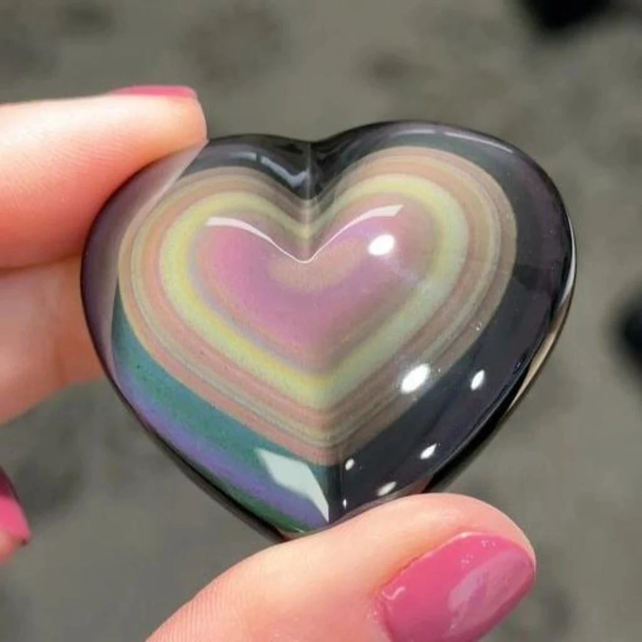 Bohemian Rainbow Obsidian Heart - Polished Stone Charm