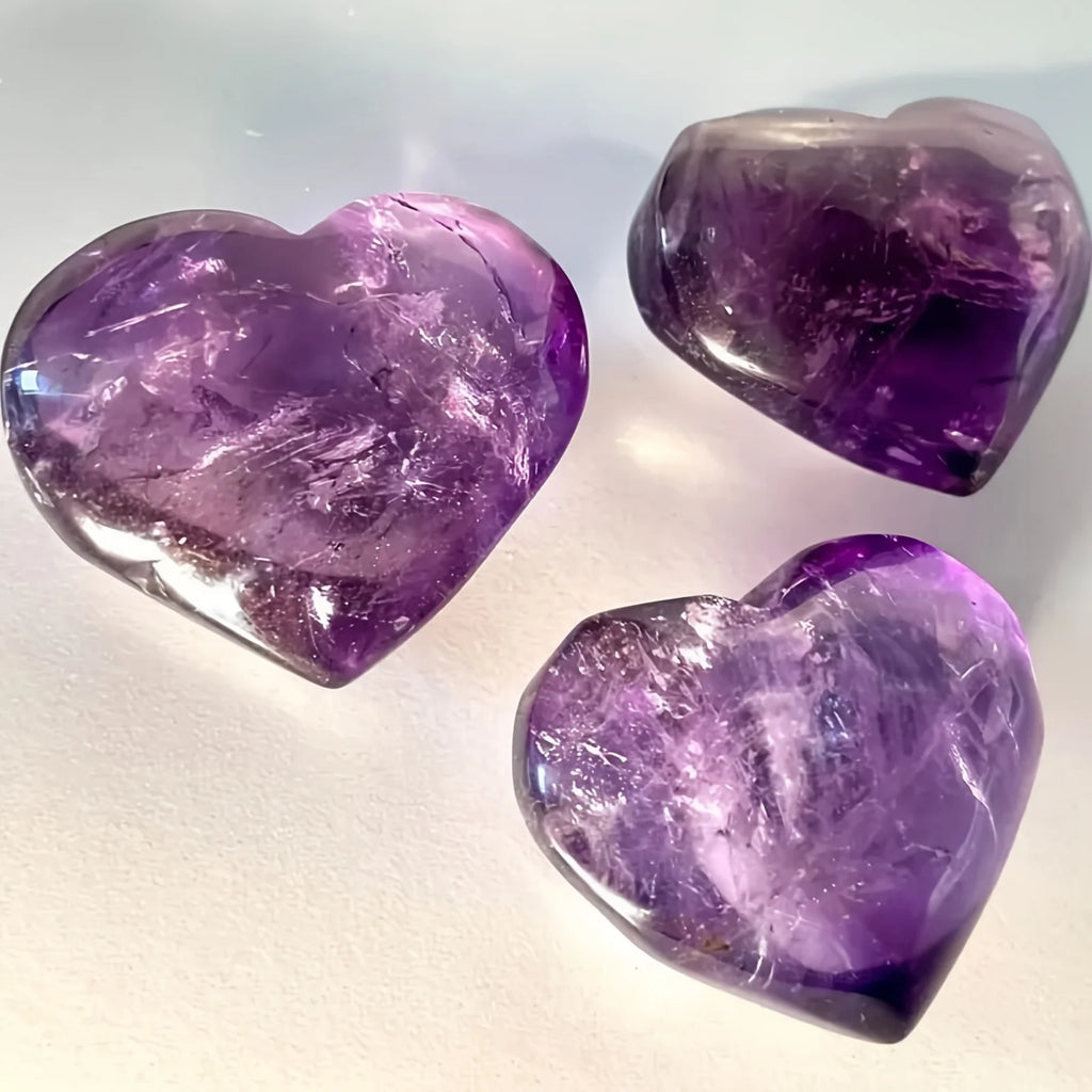 1pc Natural Amethyst Heart-Shaped Crystal Carving