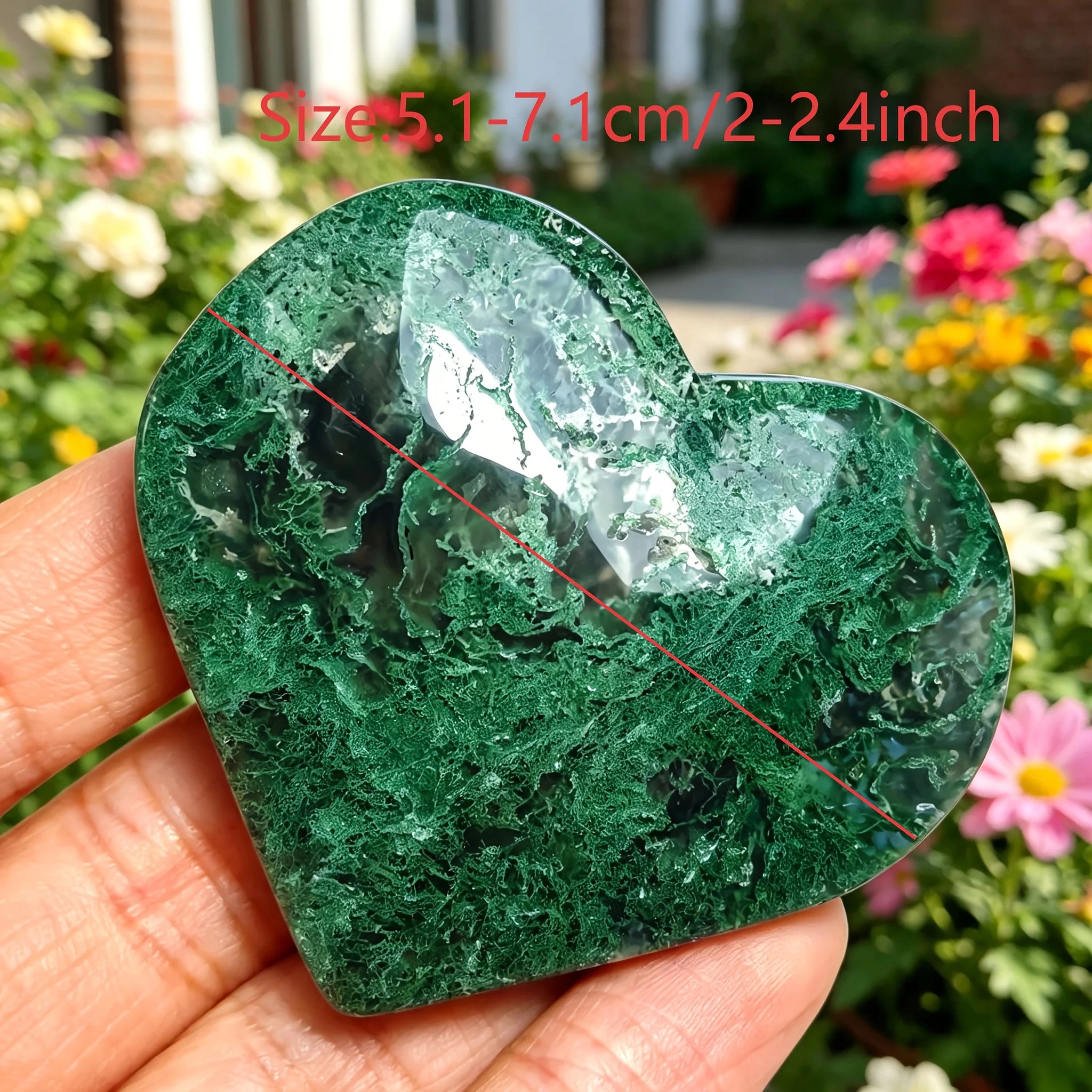 1pc Random Natural Moss Agate Heart Cabochon,