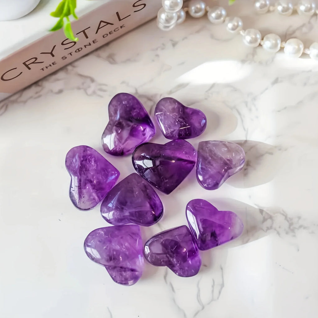 1pc Natural Amethyst Heart-Shaped Crystal Carving