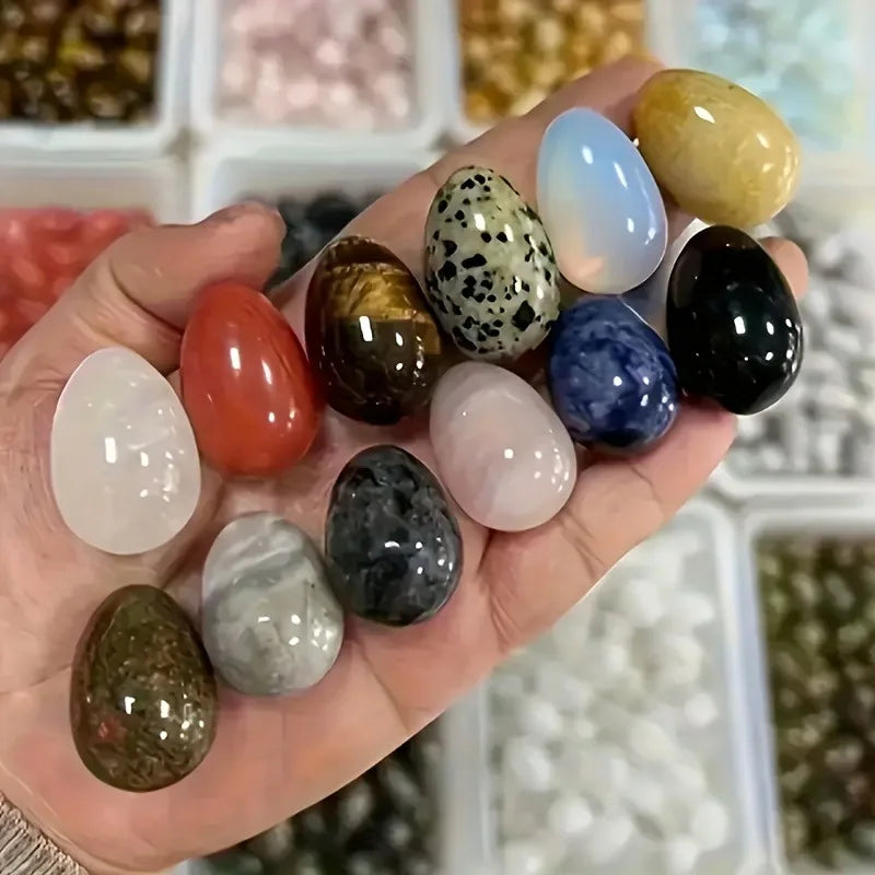 12 PCS Egg Polished Crystal