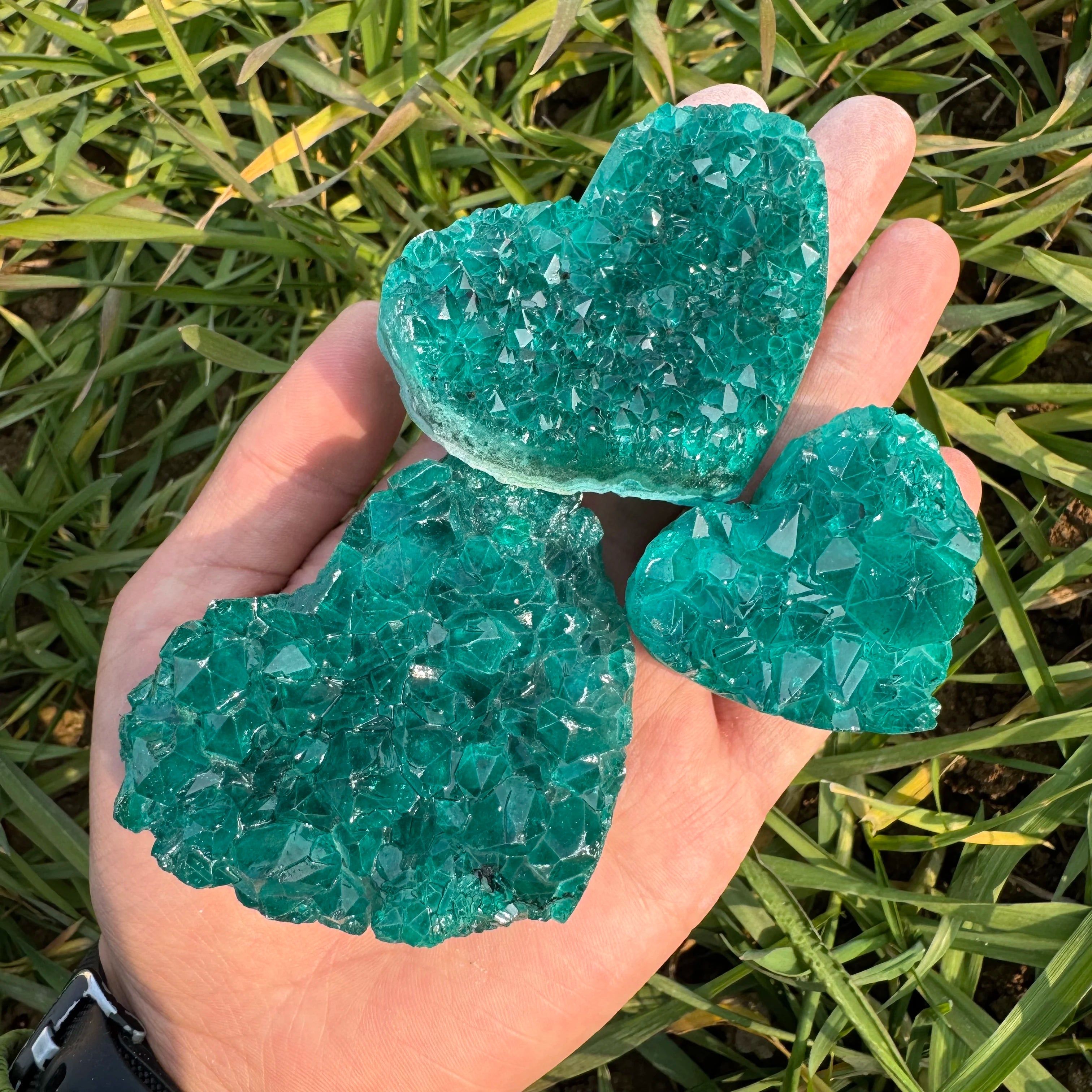unique crystal heart ornament cluster,